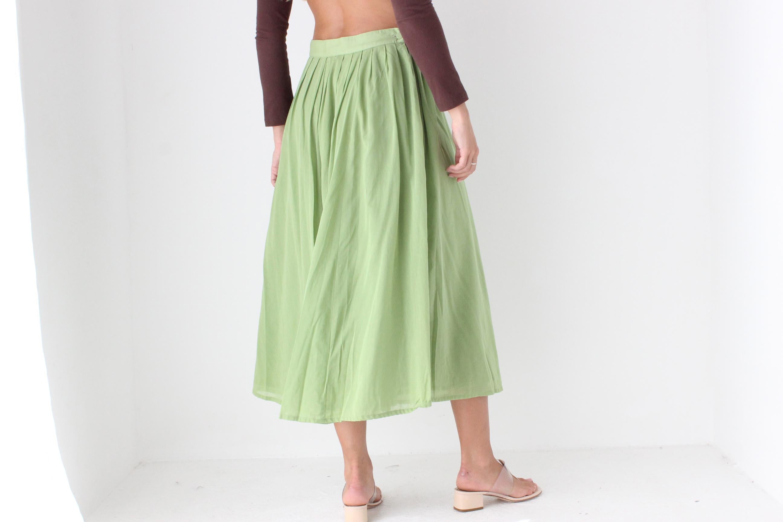 90s Laura Ashley Apple Green Cotton Skirt