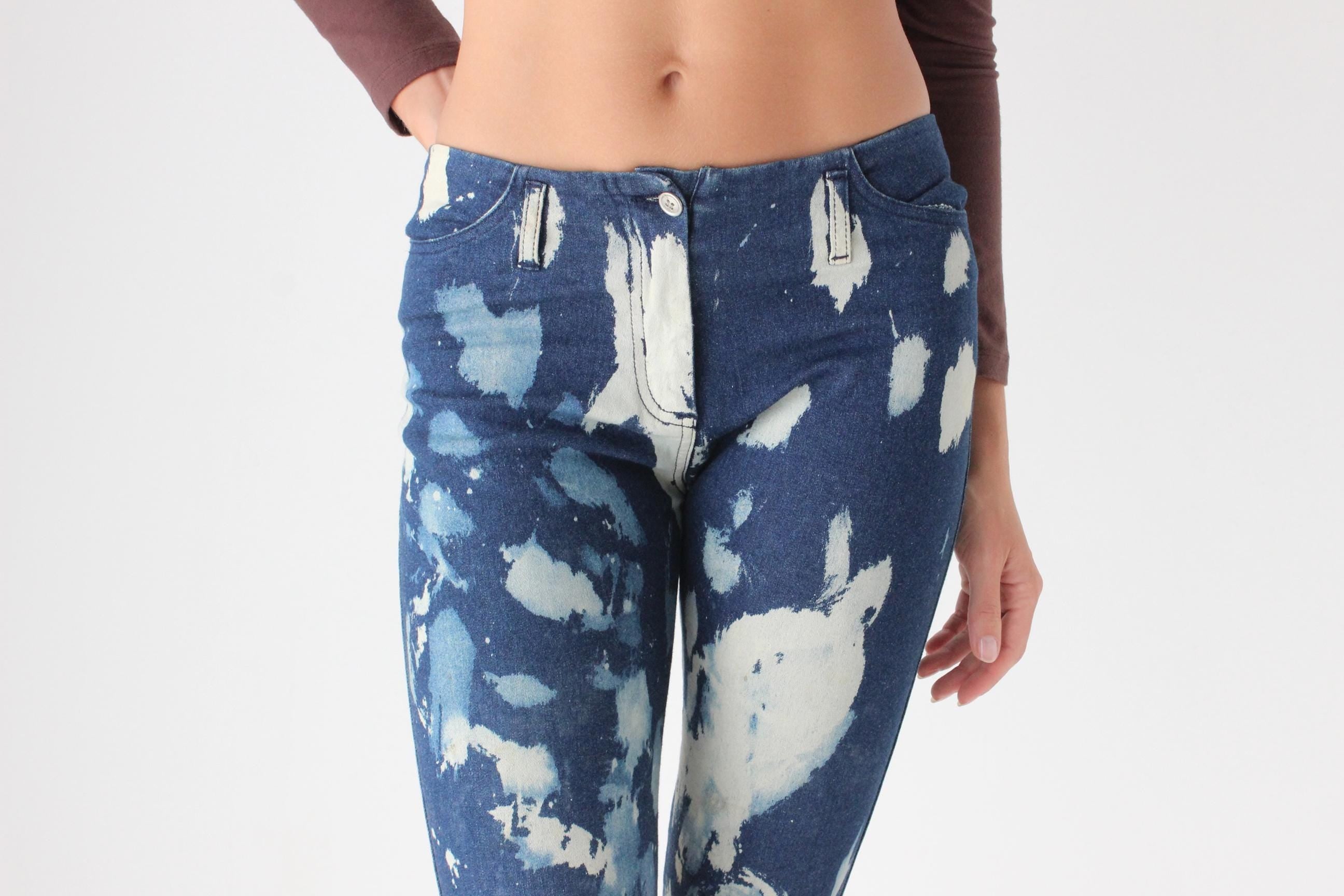 Y2K Stretch Bleached Spatter Jeans