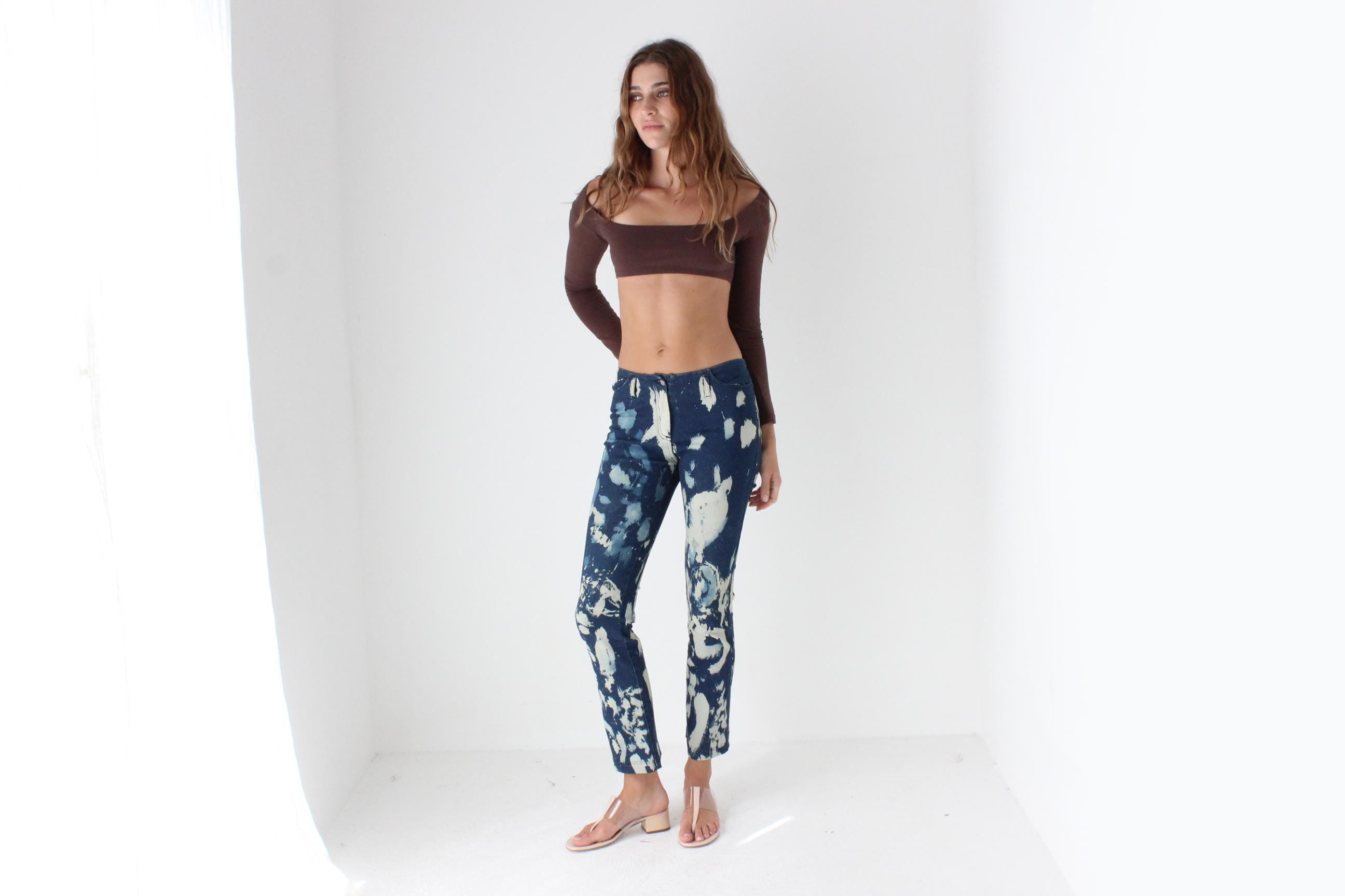 Y2K Stretch Bleached Spatter Jeans