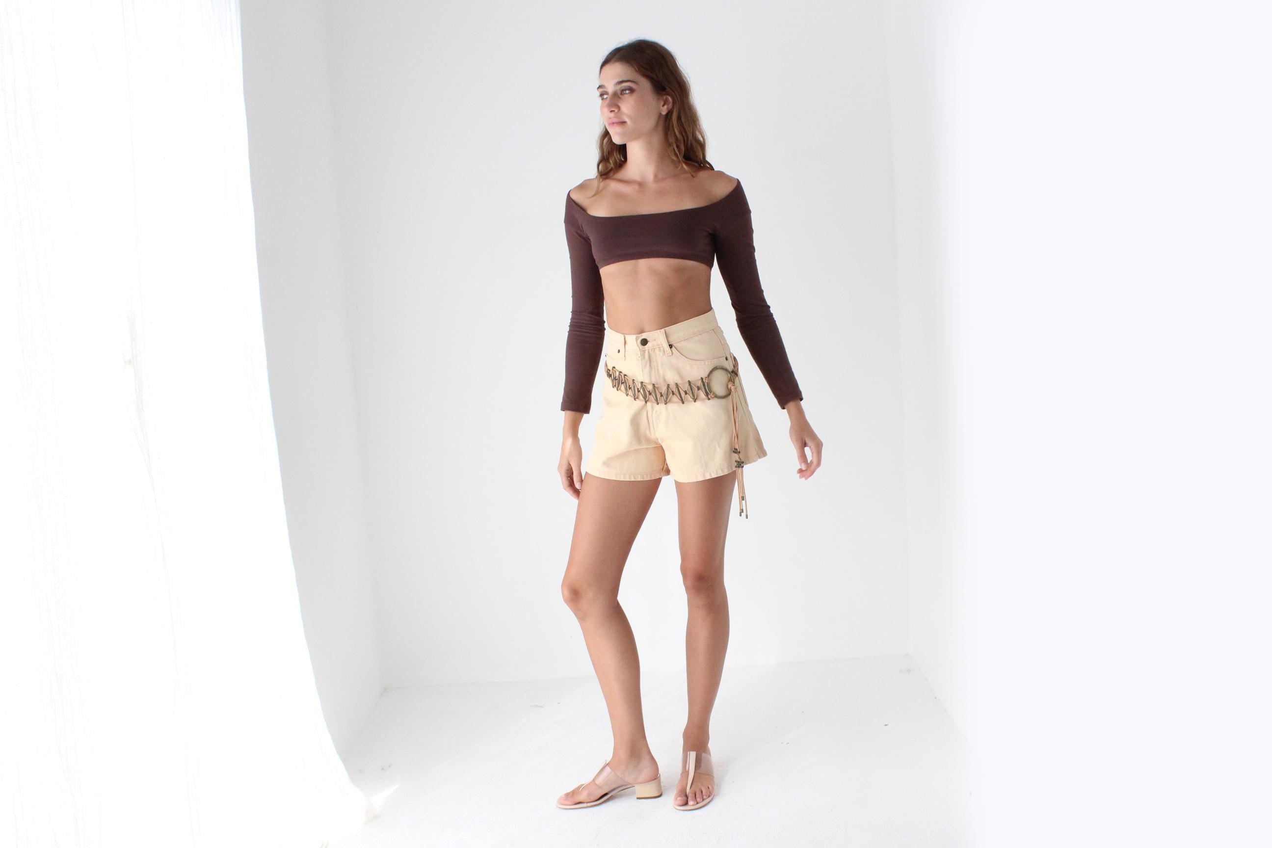 70s Macrame & Brass Braided Rope Belt