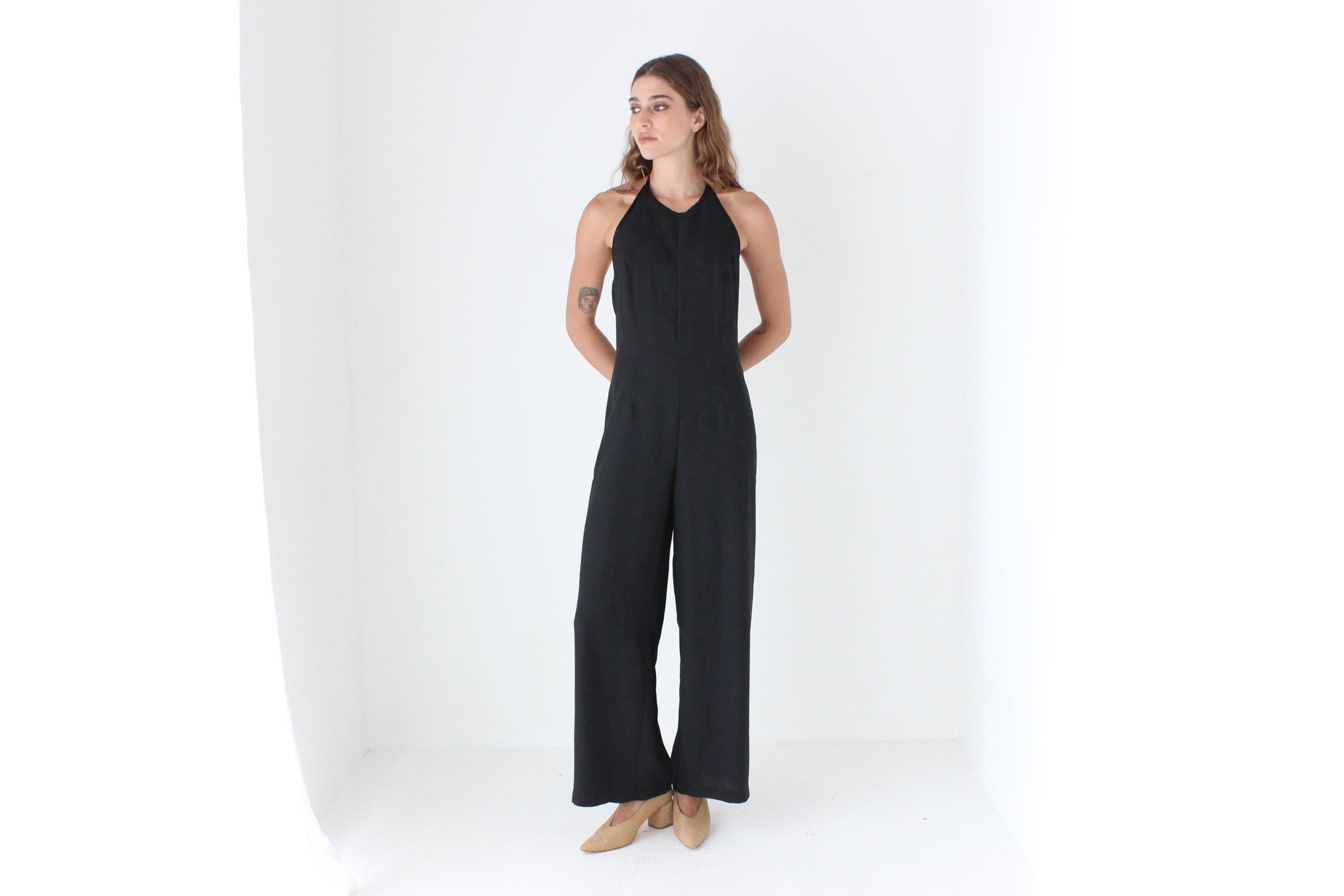 90s Crepe Halter Jumpsuit