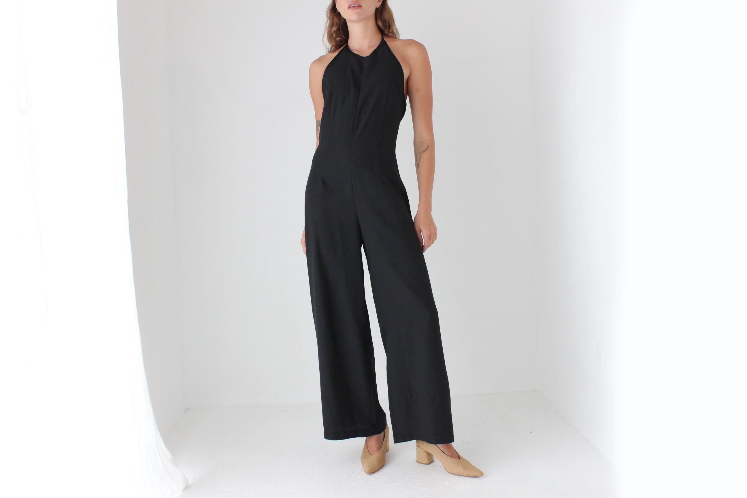 90s Crepe Halter Jumpsuit