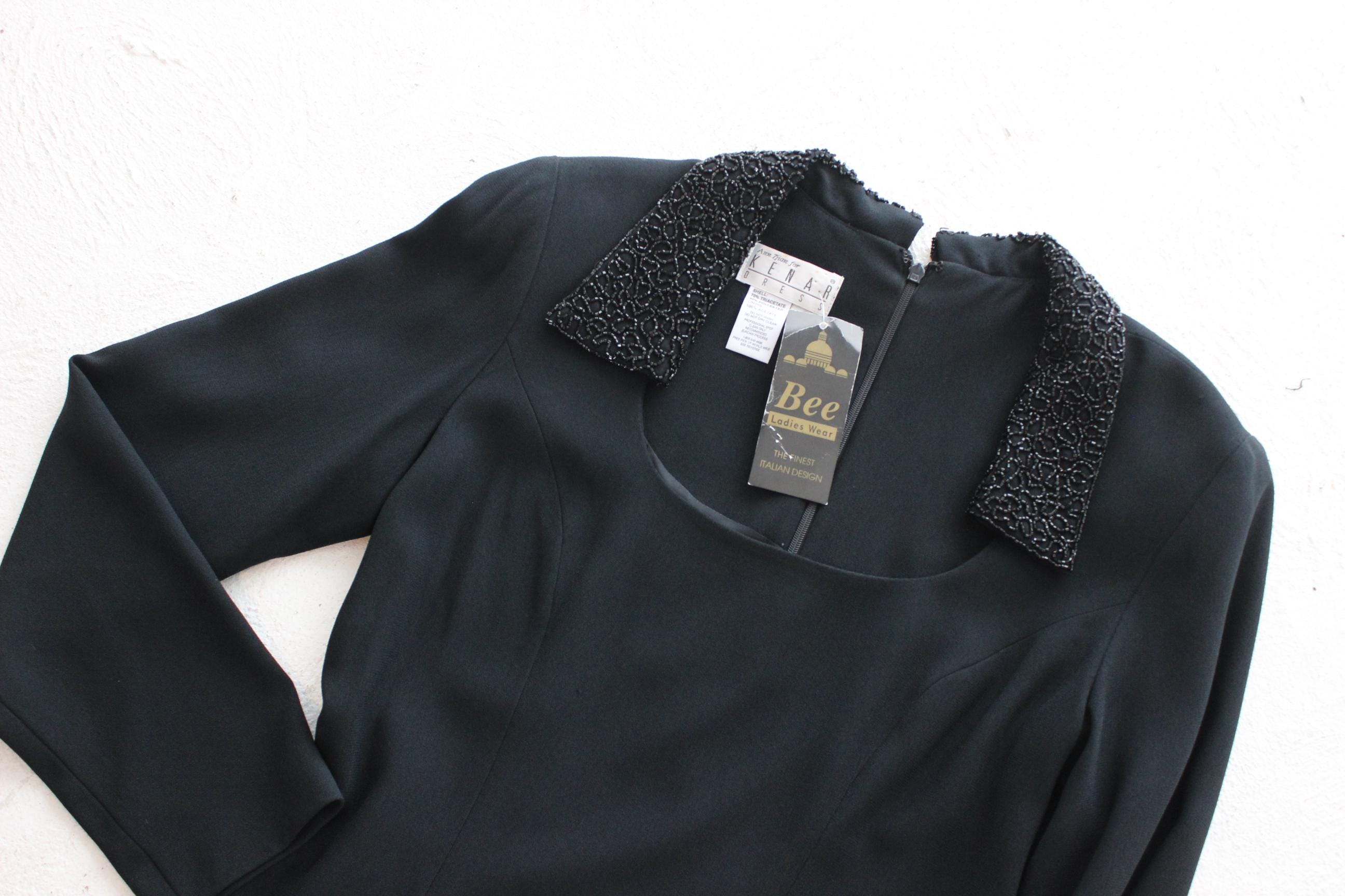 90s Crepe Power Mini w/ Beaded Collar