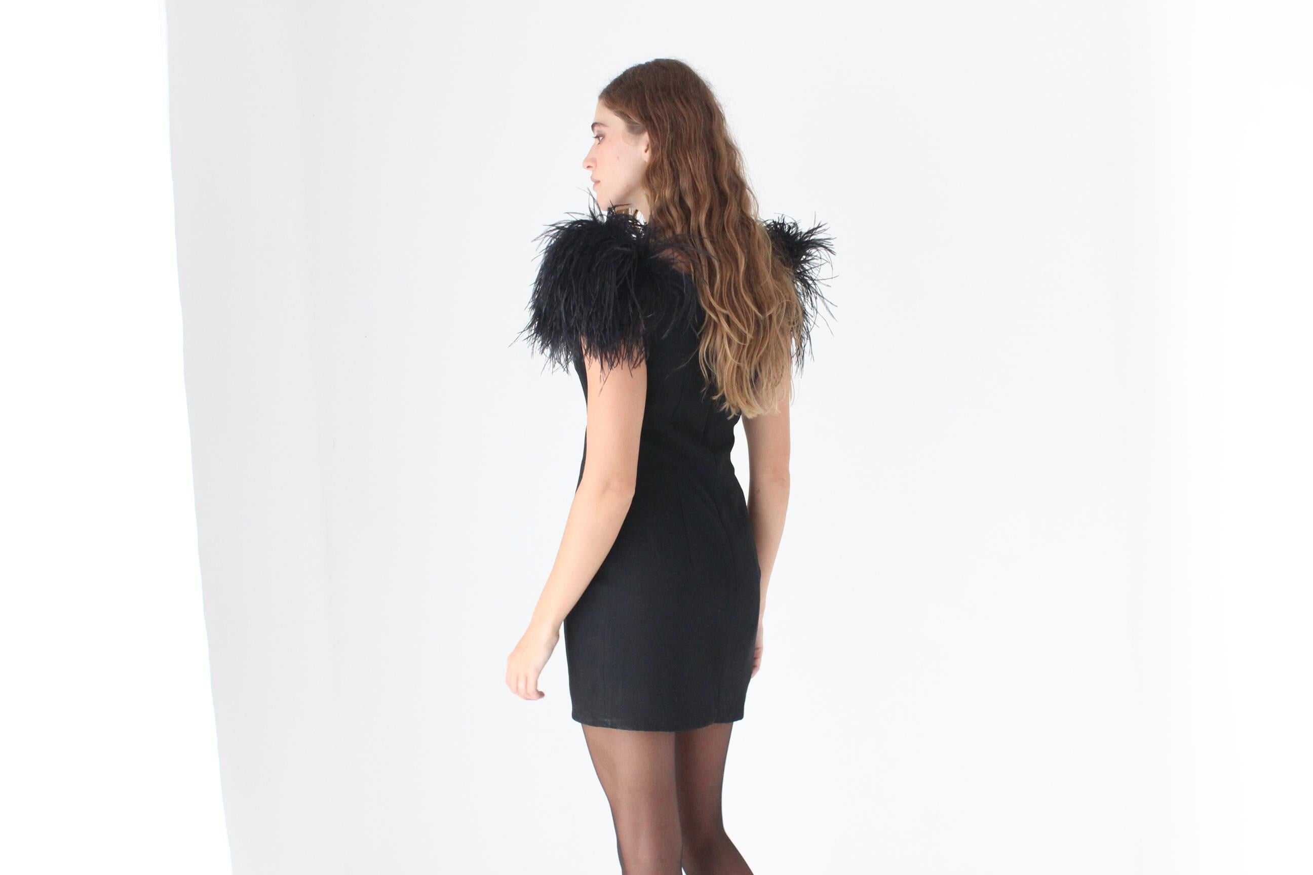 Jawdropping 80s AJ Bari Ostrich Feather Mini