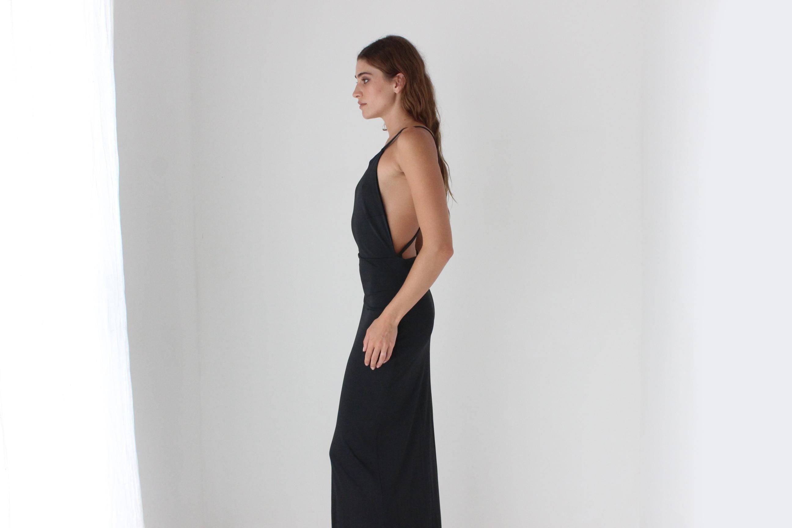 90s Calvin Klein Slinky Backless Gown