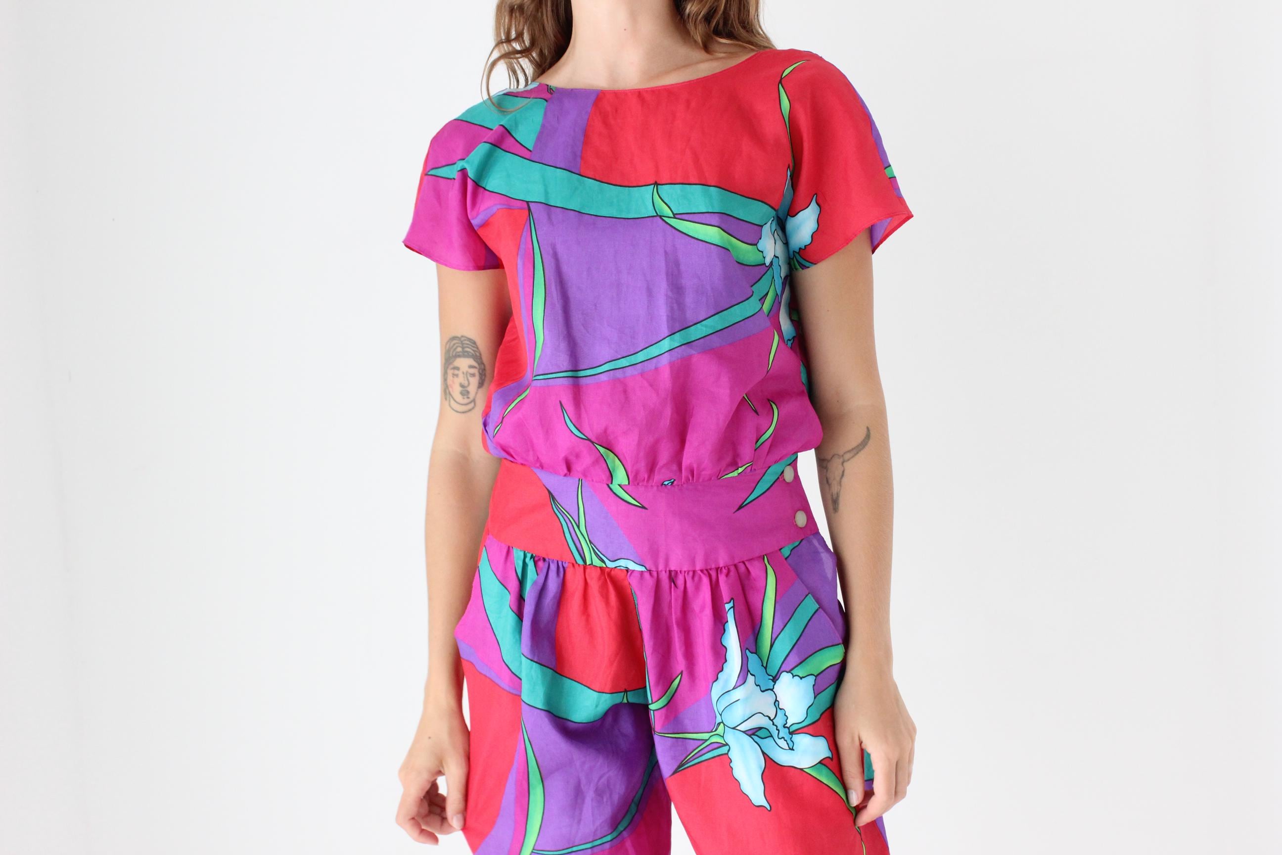 Vibrant 80s Tropical Jumpsuit