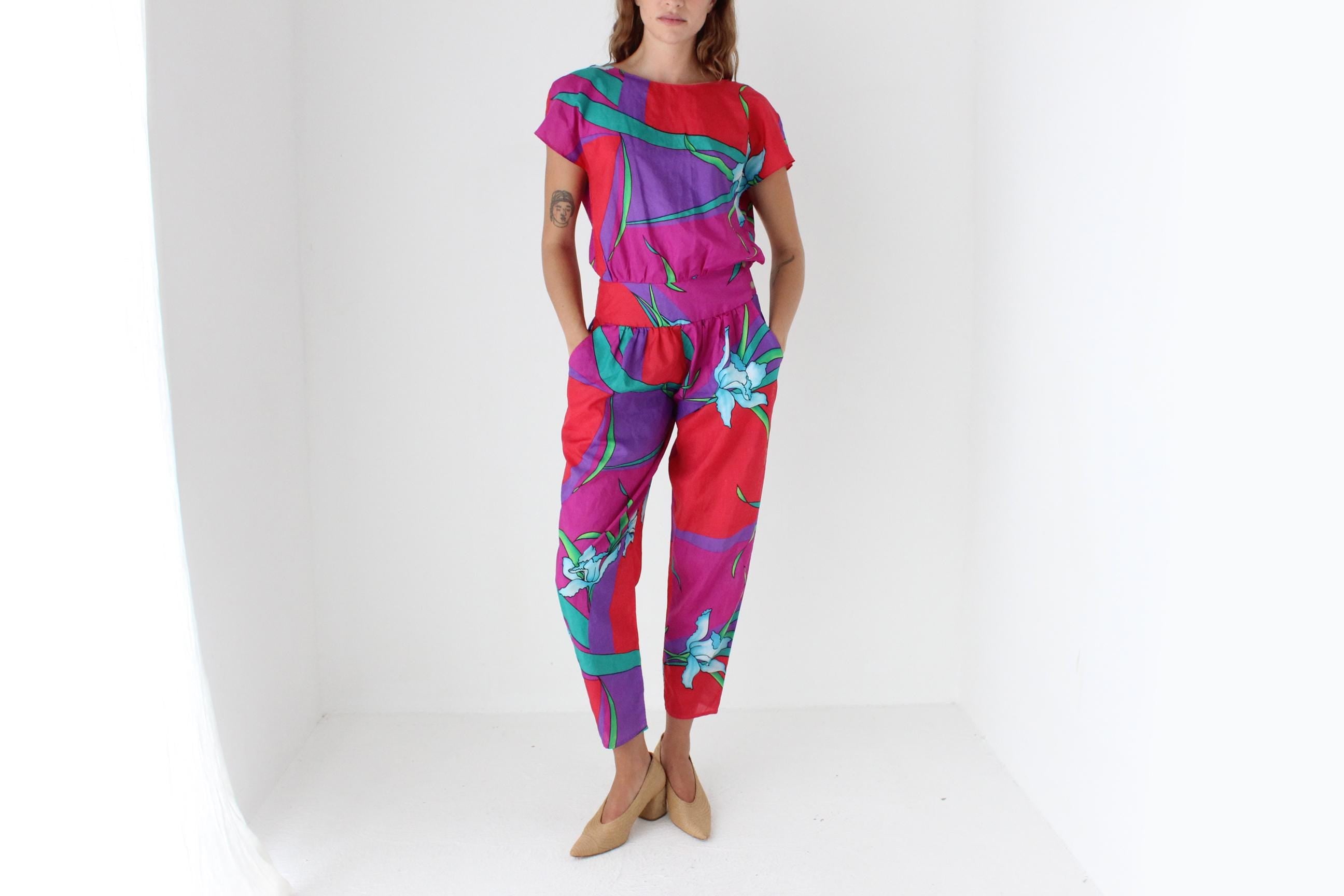 Vibrant 80s Tropical Jumpsuit