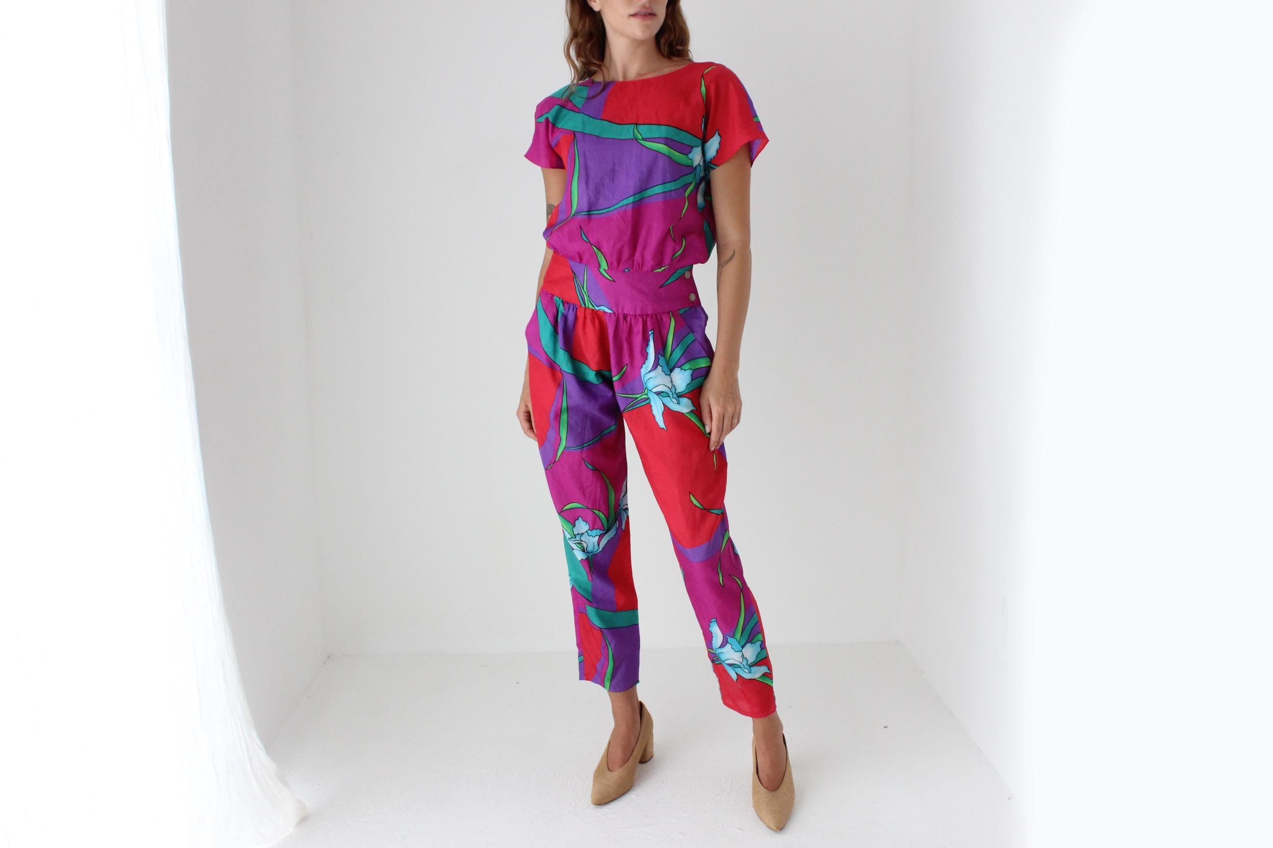 Vibrant 80s Tropical Jumpsuit