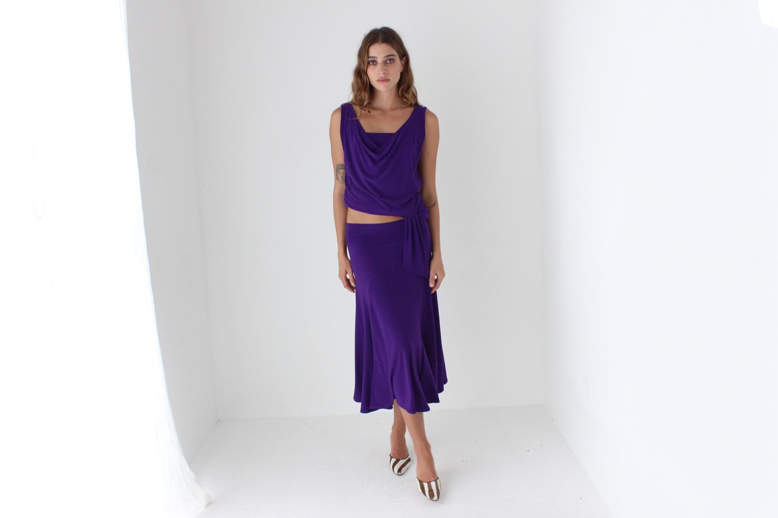 90s Slinky Draped Jersey Two Piece Set