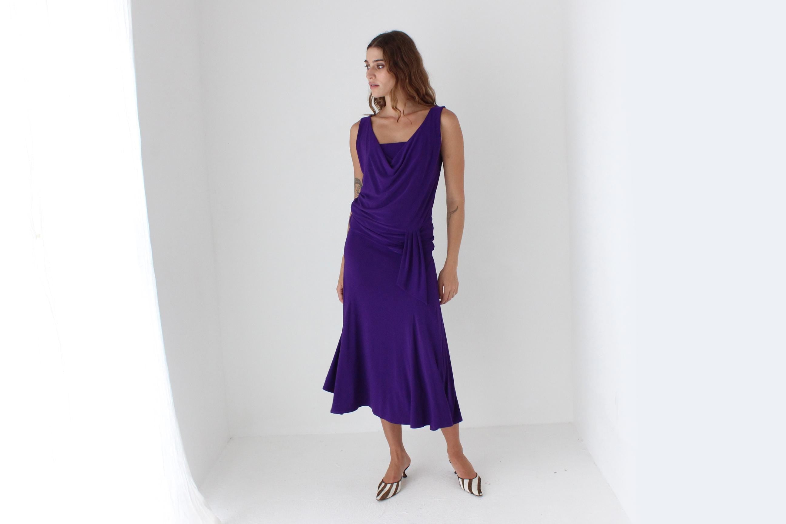 90s Slinky Draped Jersey Two Piece Set