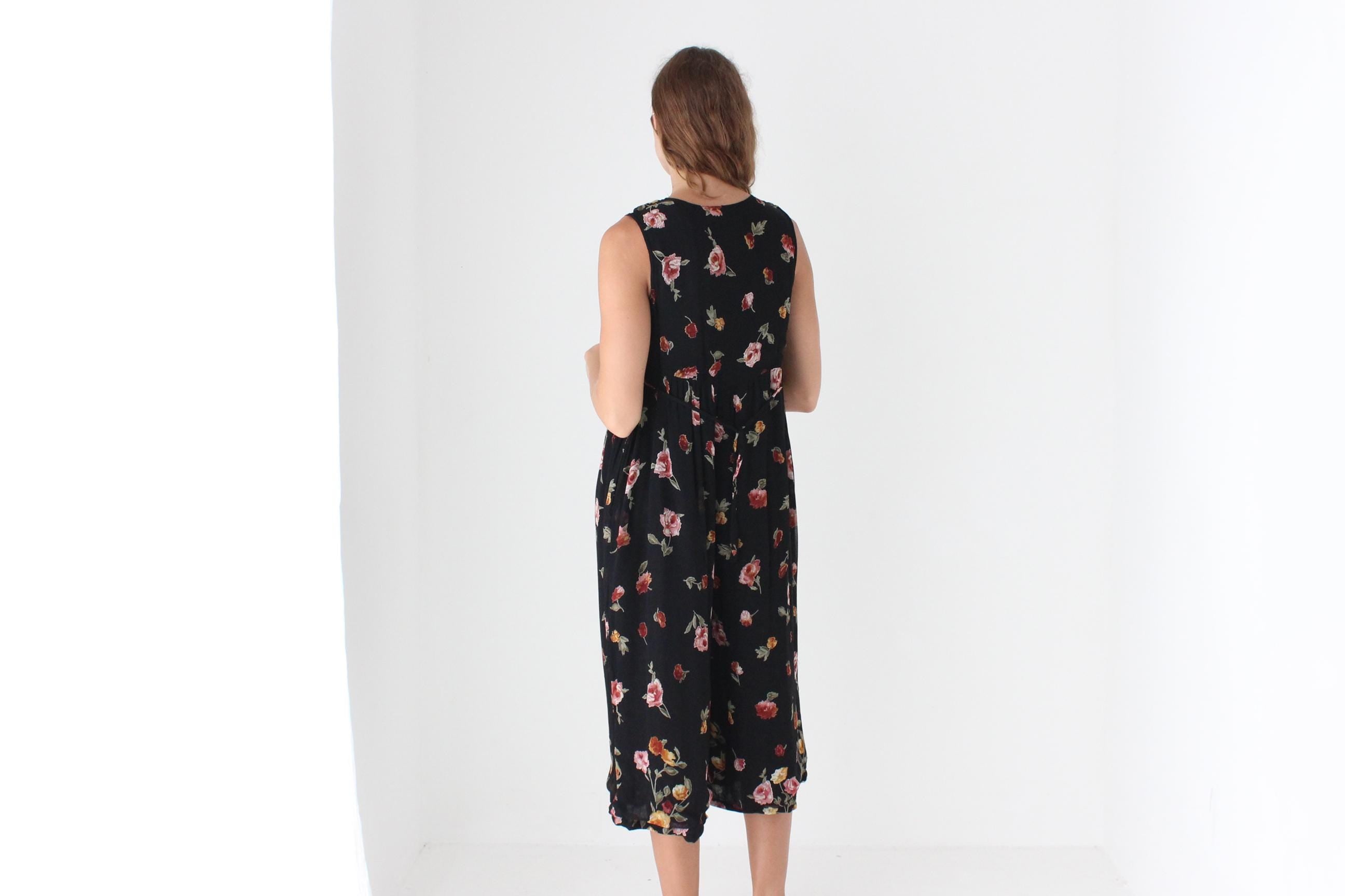 90s Floral Gauze Culotte Jumpsuit