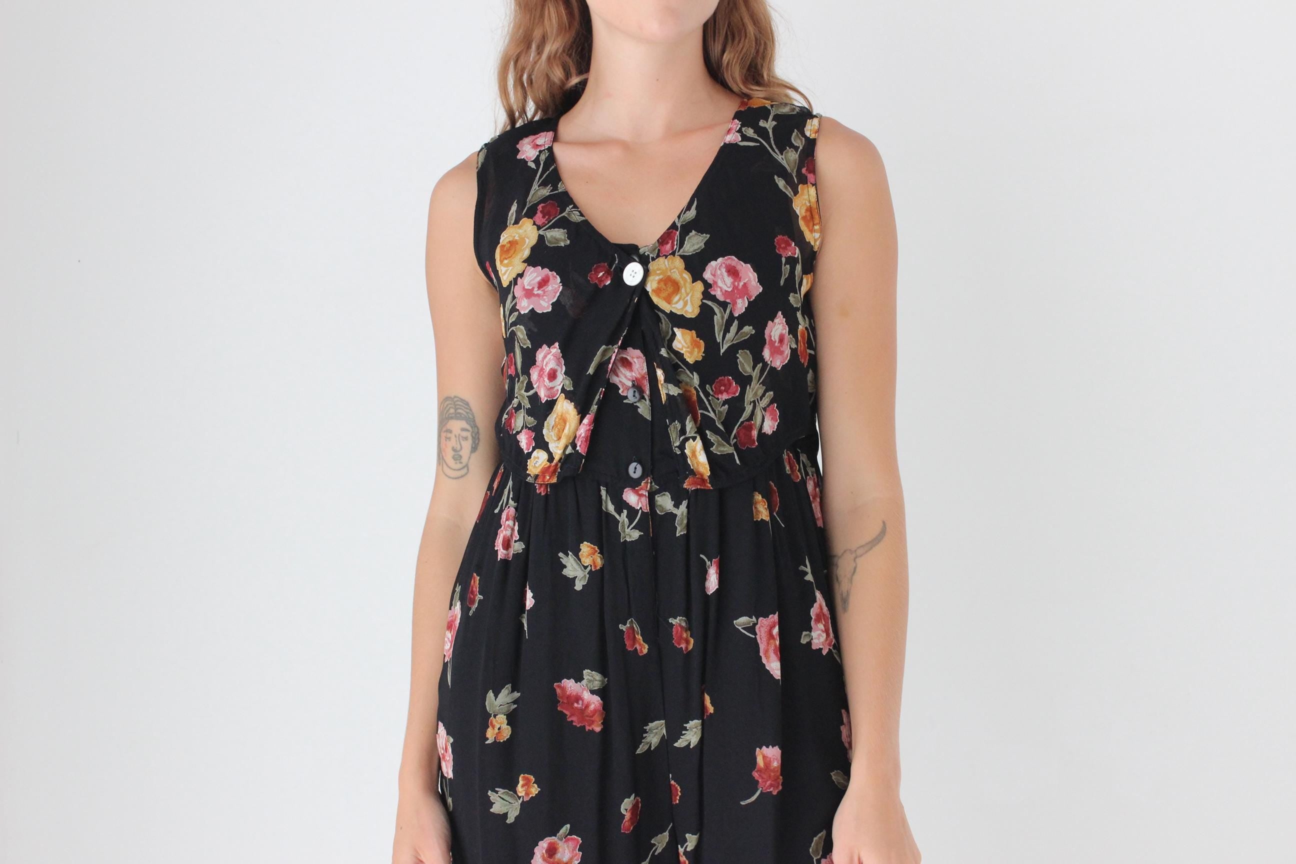 90s Floral Gauze Culotte Jumpsuit