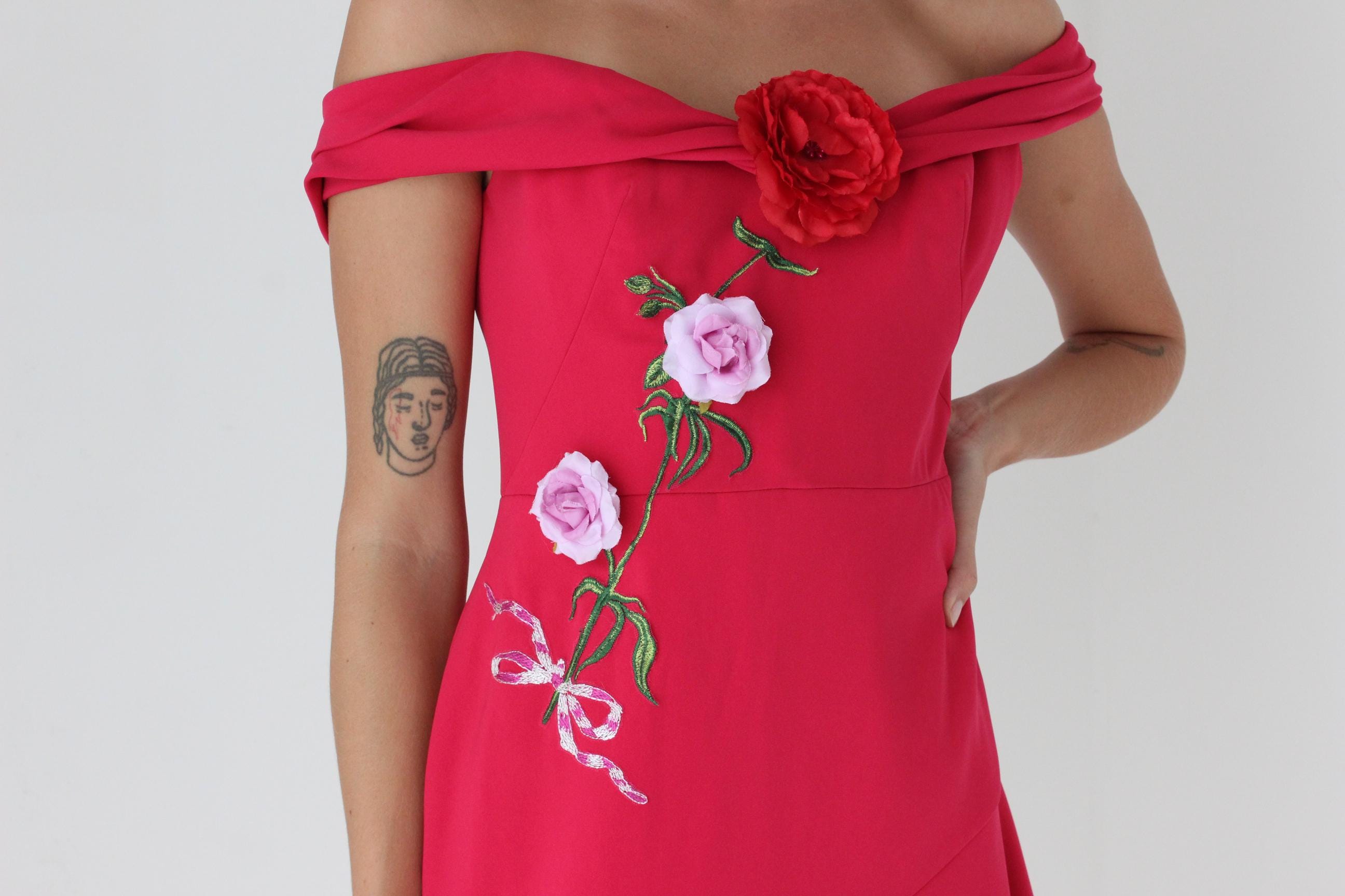 Y2K Marchesa Notte 3D Flower Cocktail Dress