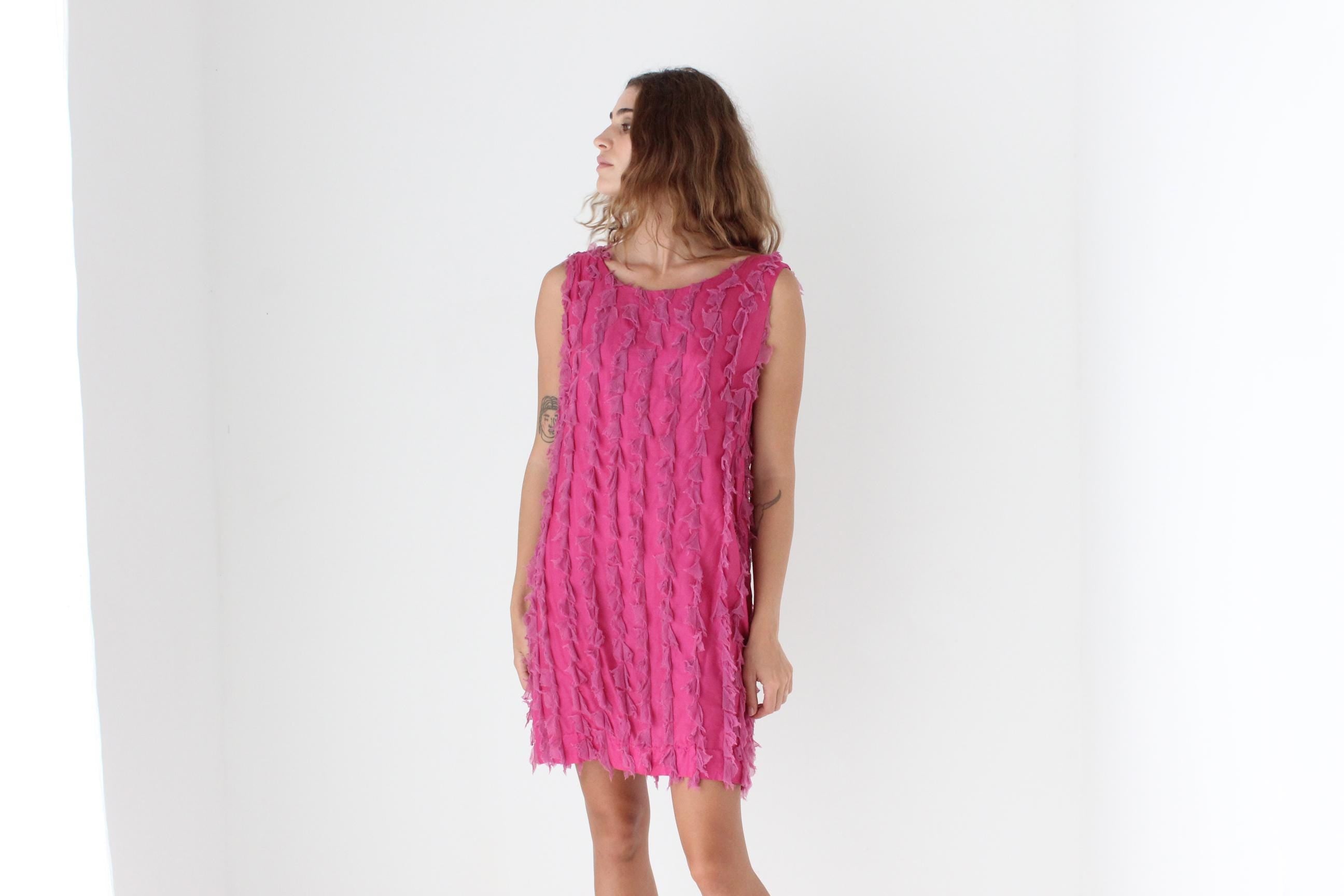 Y2K Abstract Textural Bubblegum 3D Silk Mini