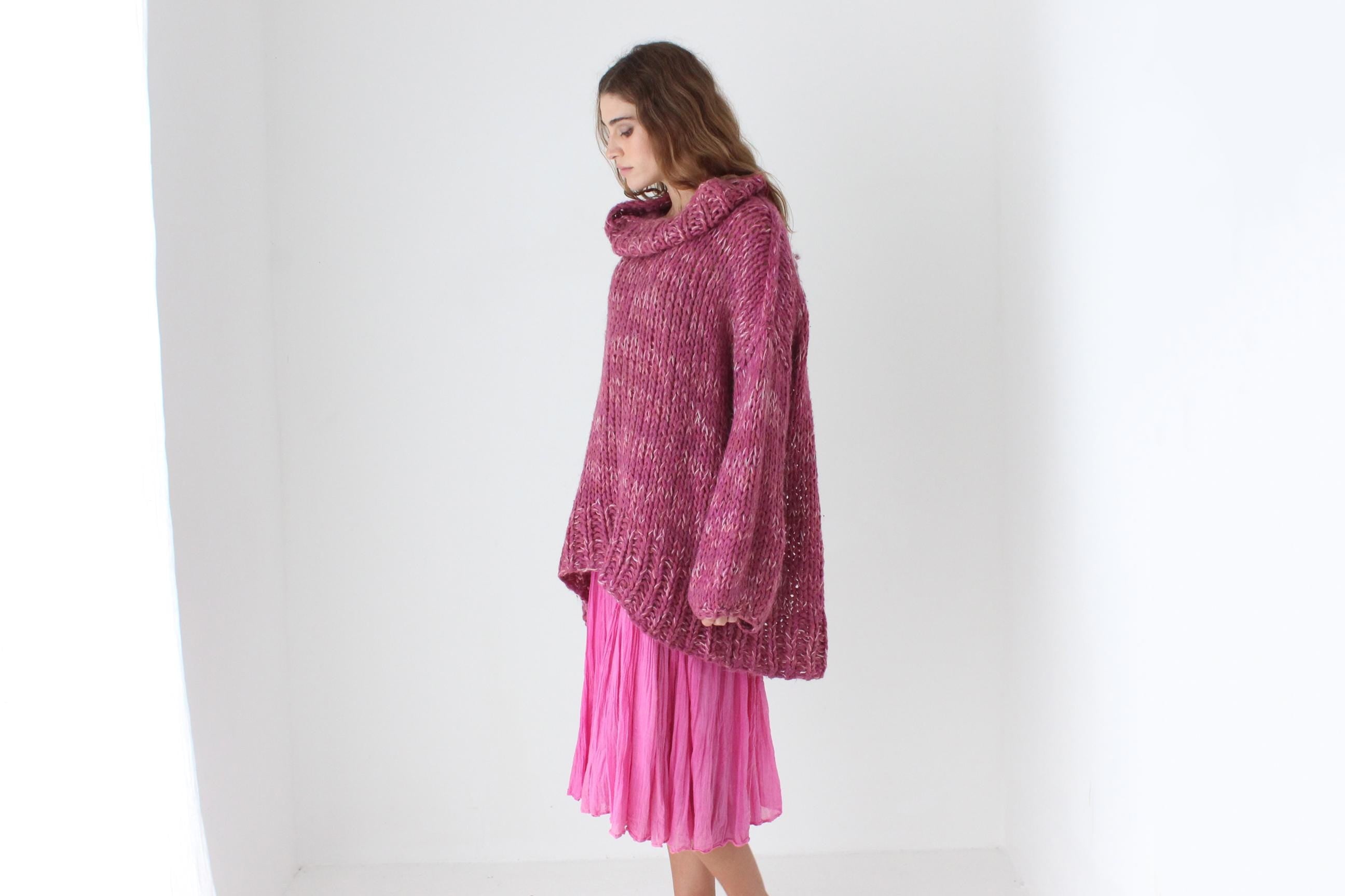 80s Bubblegum Hand Knit Oversized Sweater