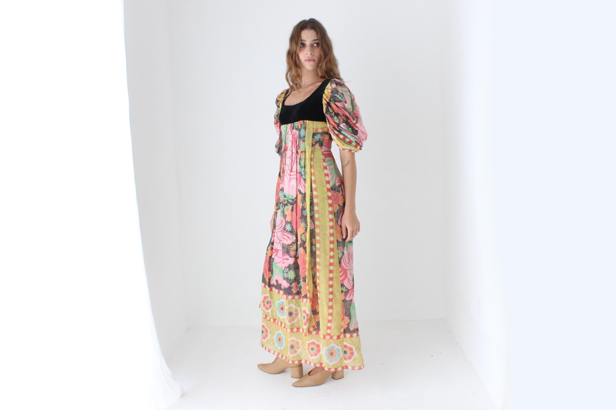 70s Psychedelic Koi Fish Maxi Dress