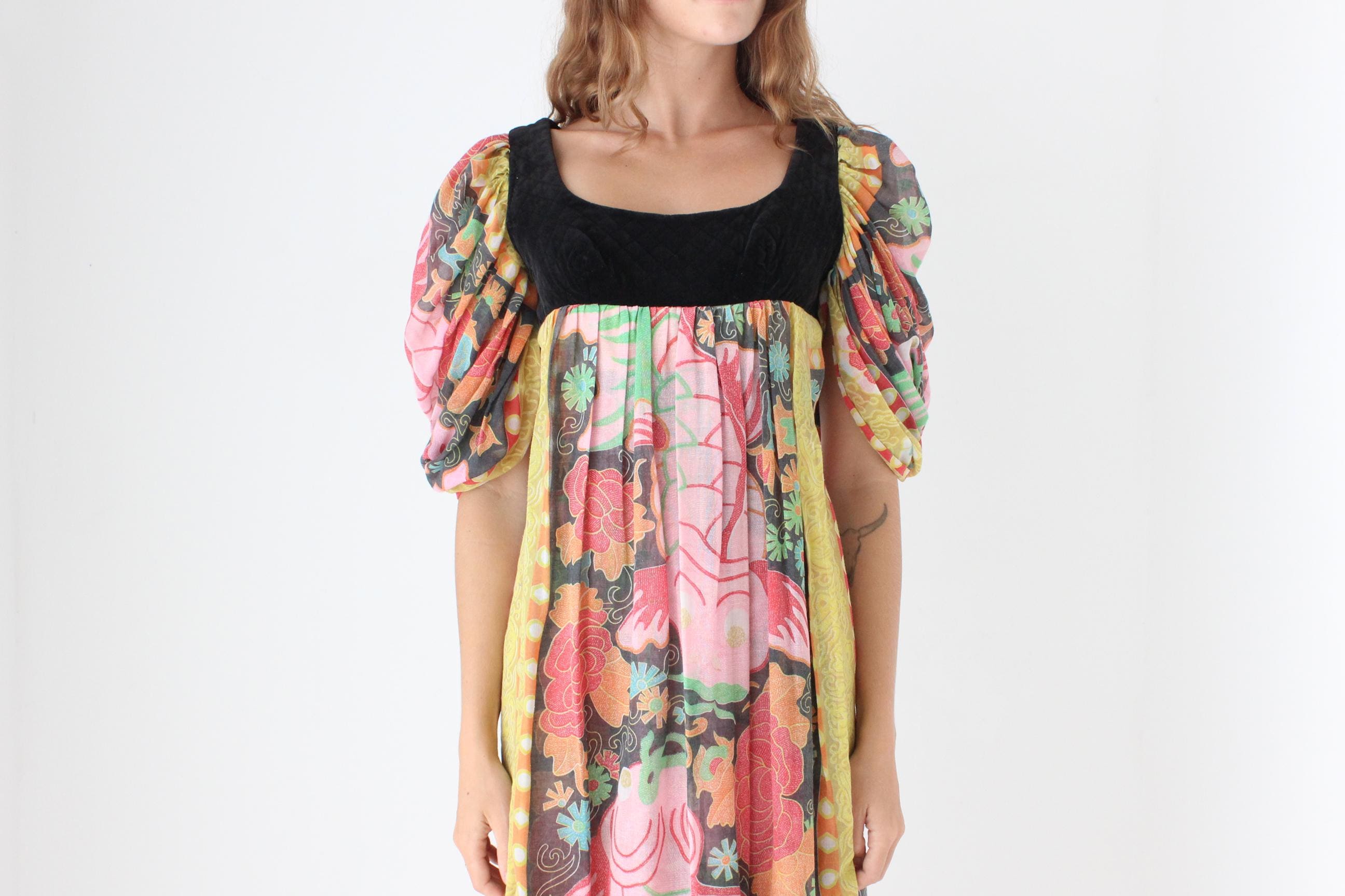 70s Psychedelic Koi Fish Maxi Dress
