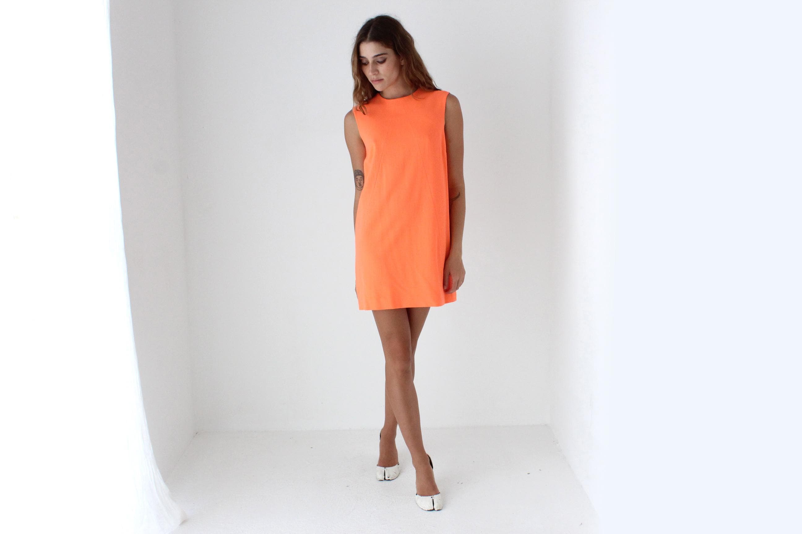 2000s Christopher Kane Neon Orange Wool Crepe Mini
