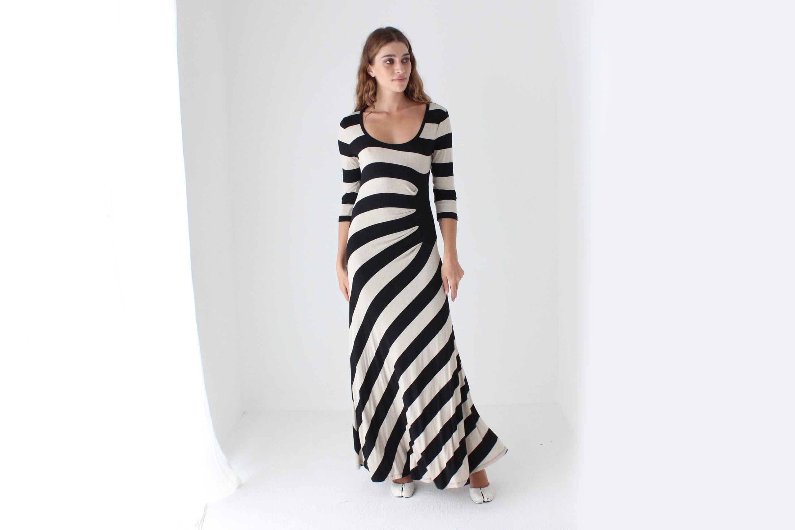 2000s Calvin Klein Bold Striped Maxi Dress