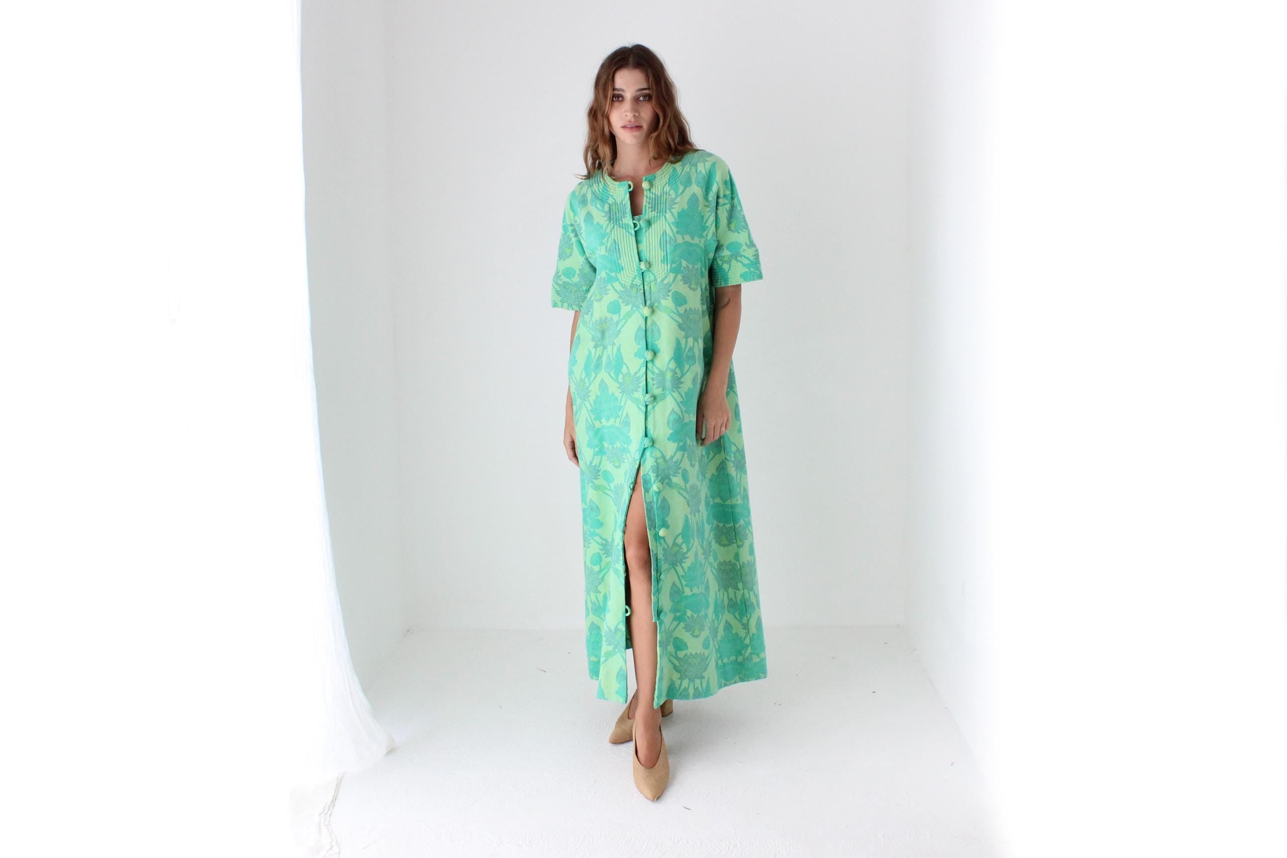 70s Handwoven Thai Cotton Lotus Dress