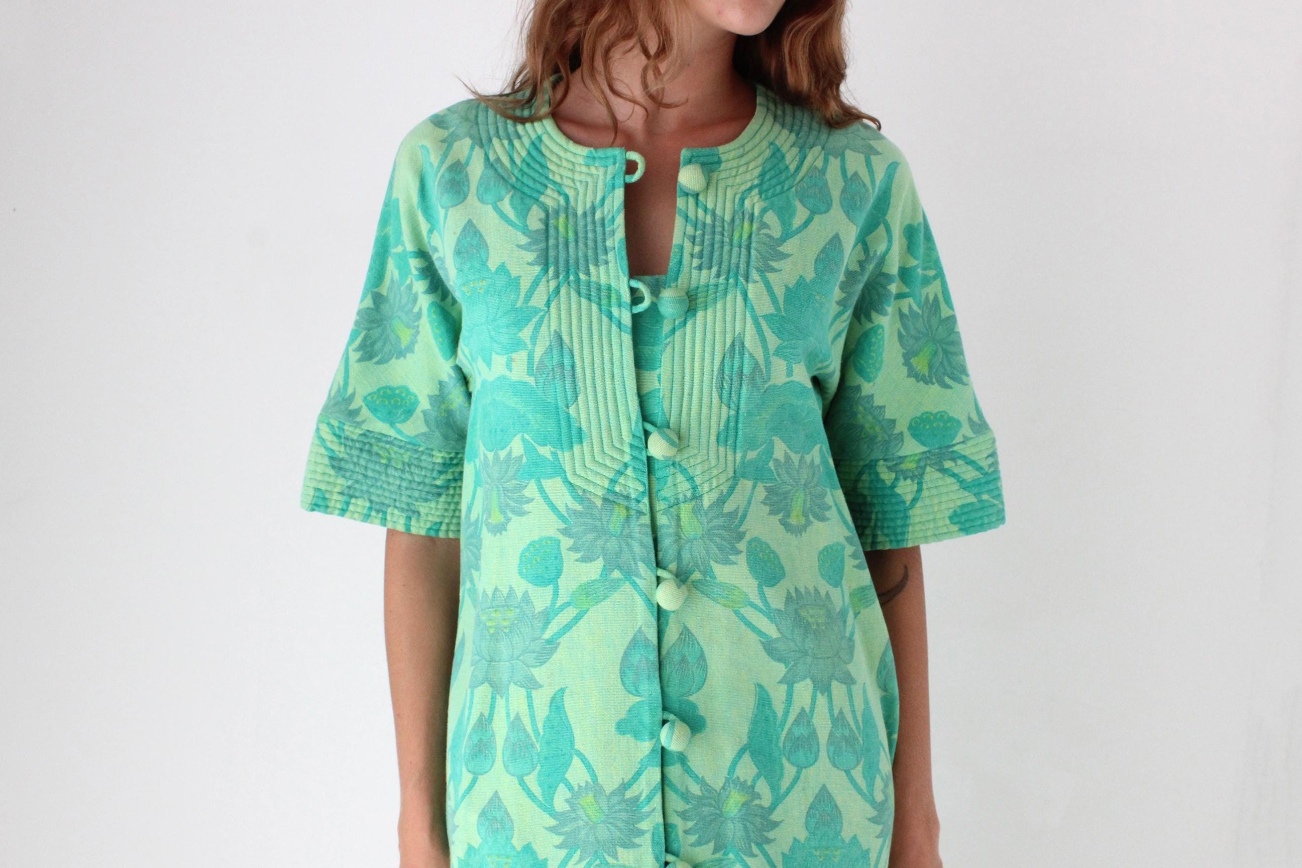 70s Handwoven Thai Cotton Lotus Dress