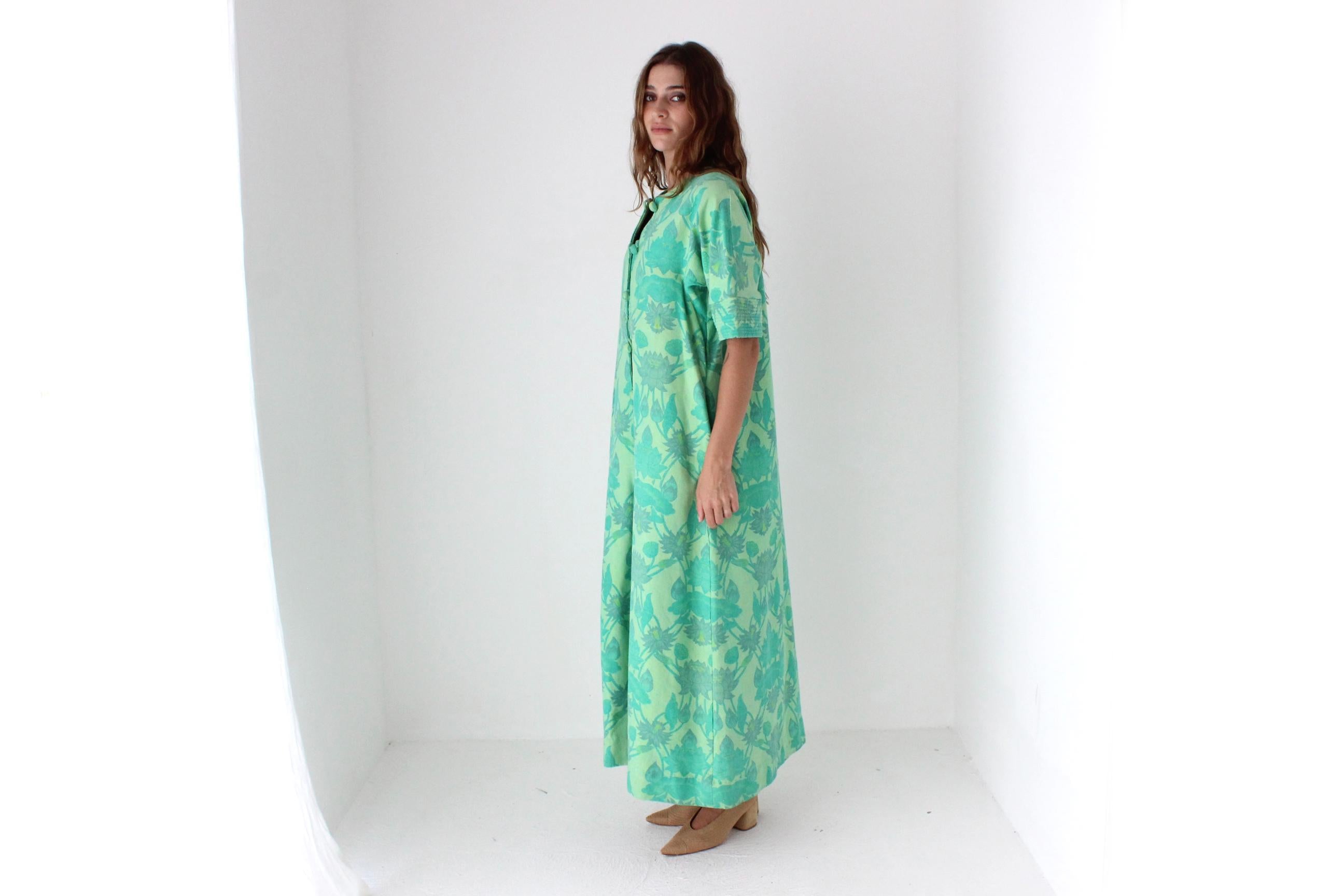 70s Handwoven Thai Cotton Lotus Dress