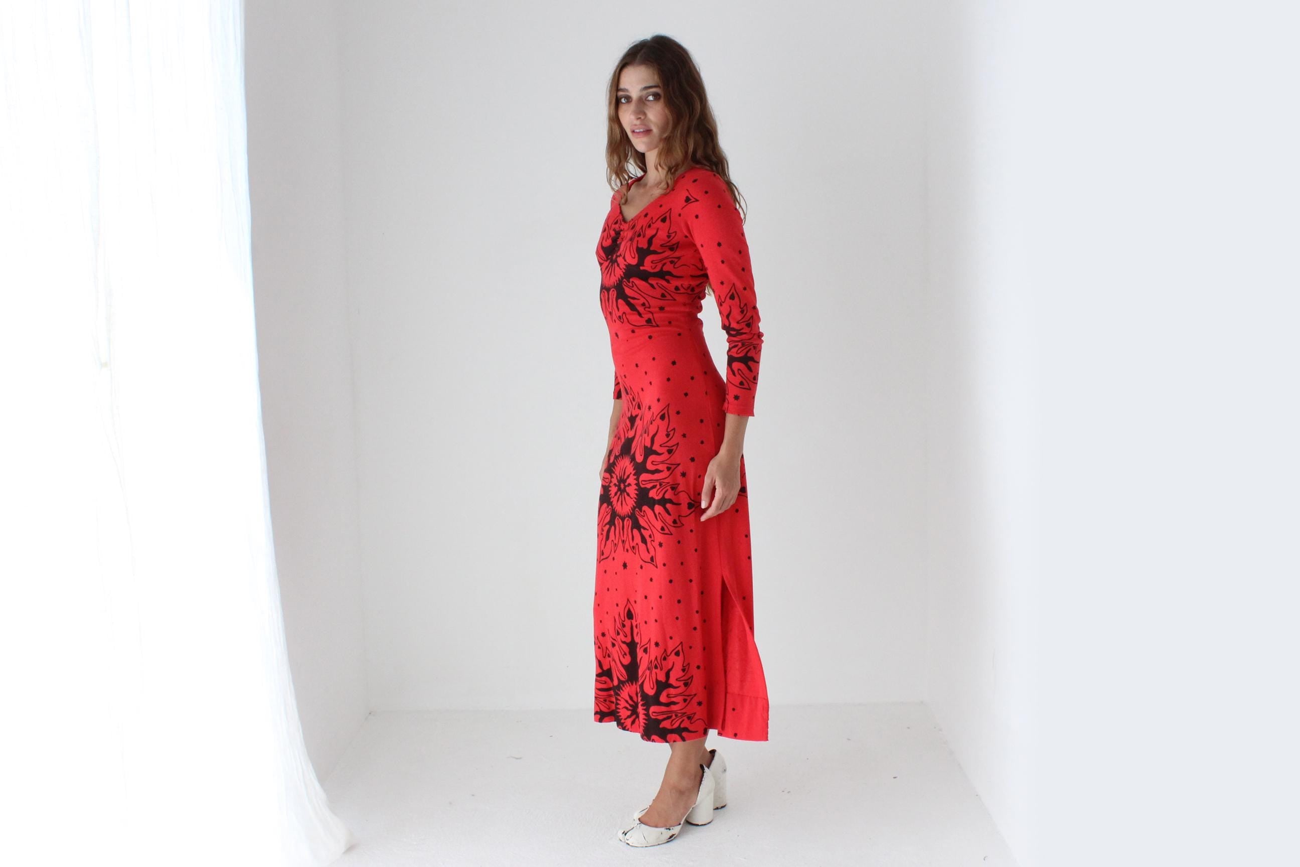 80s Hand Printed Pagan Dress