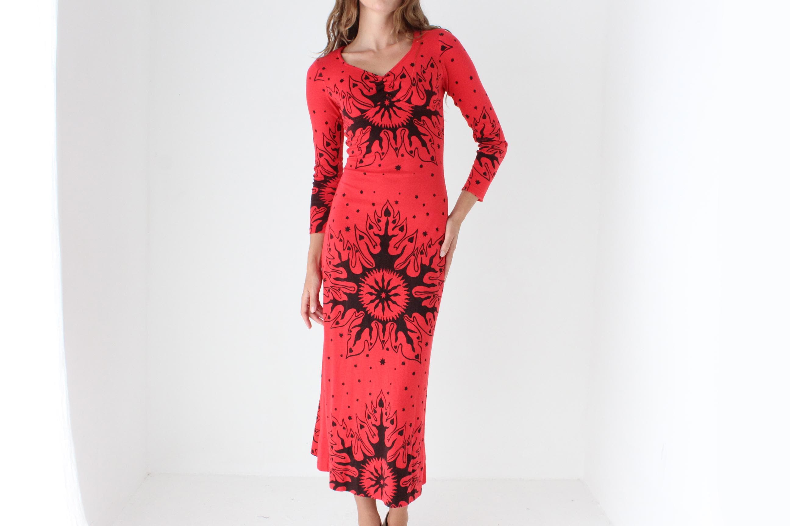 80s Hand Printed Pagan Dress