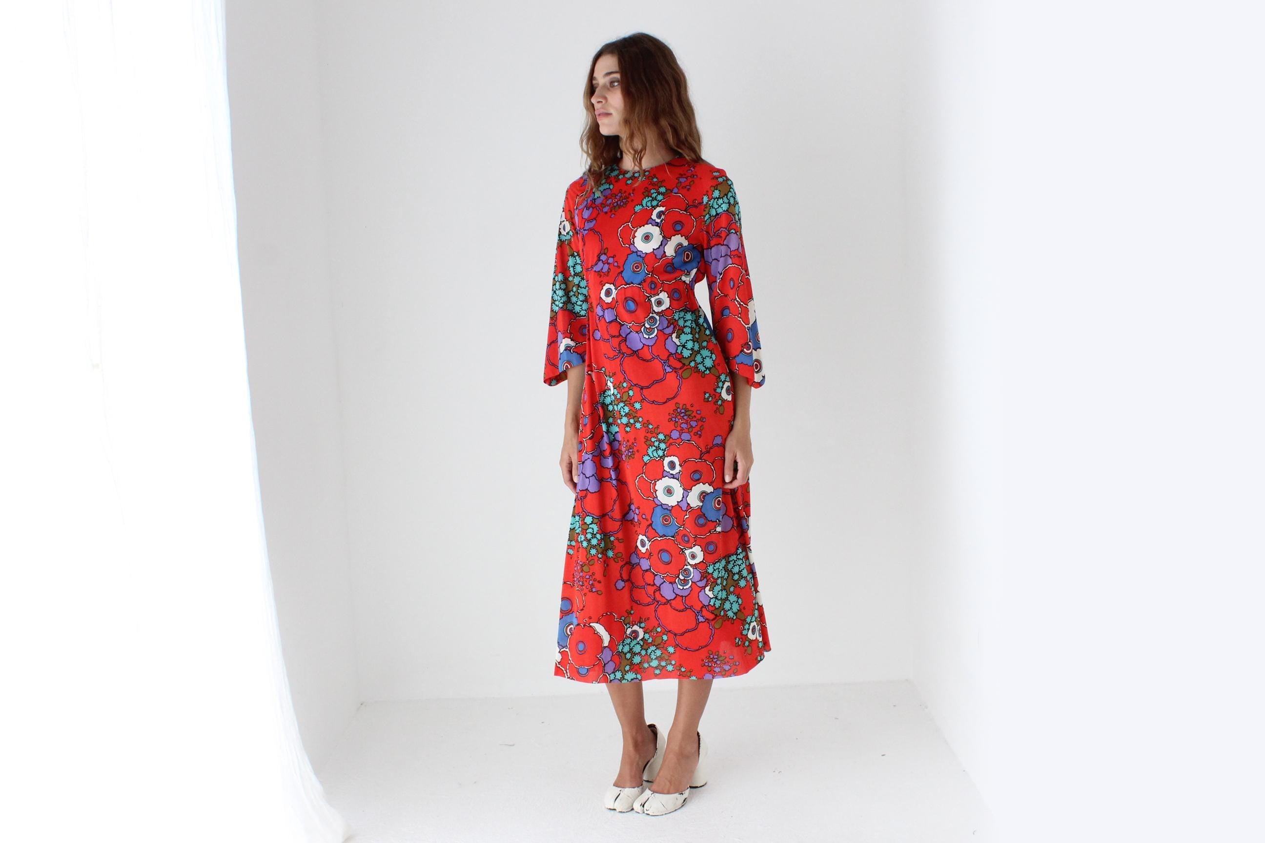 Funky 70s Vibrant & Poppy Psychedelic Dress