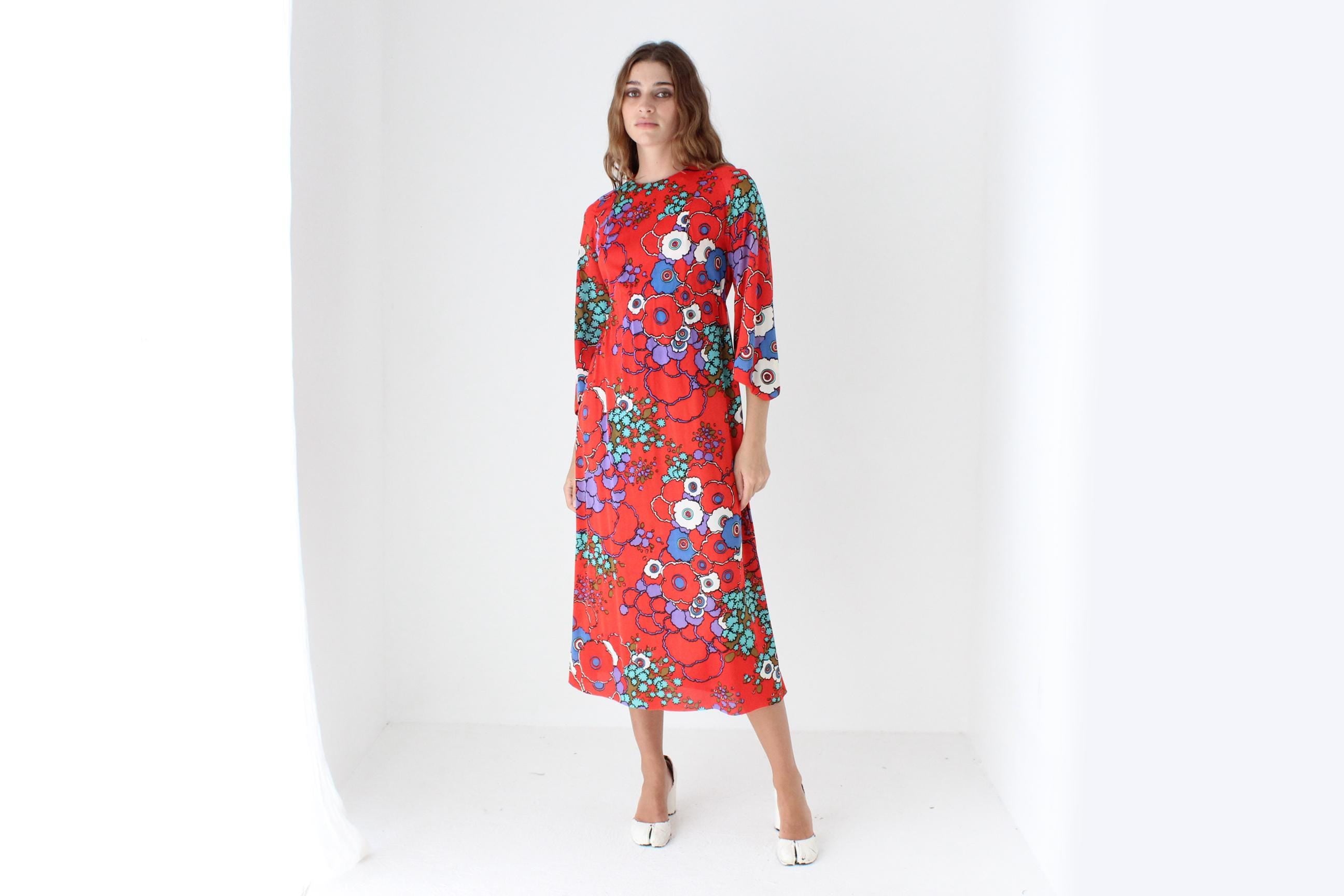 Funky 70s Vibrant & Poppy Psychedelic Dress