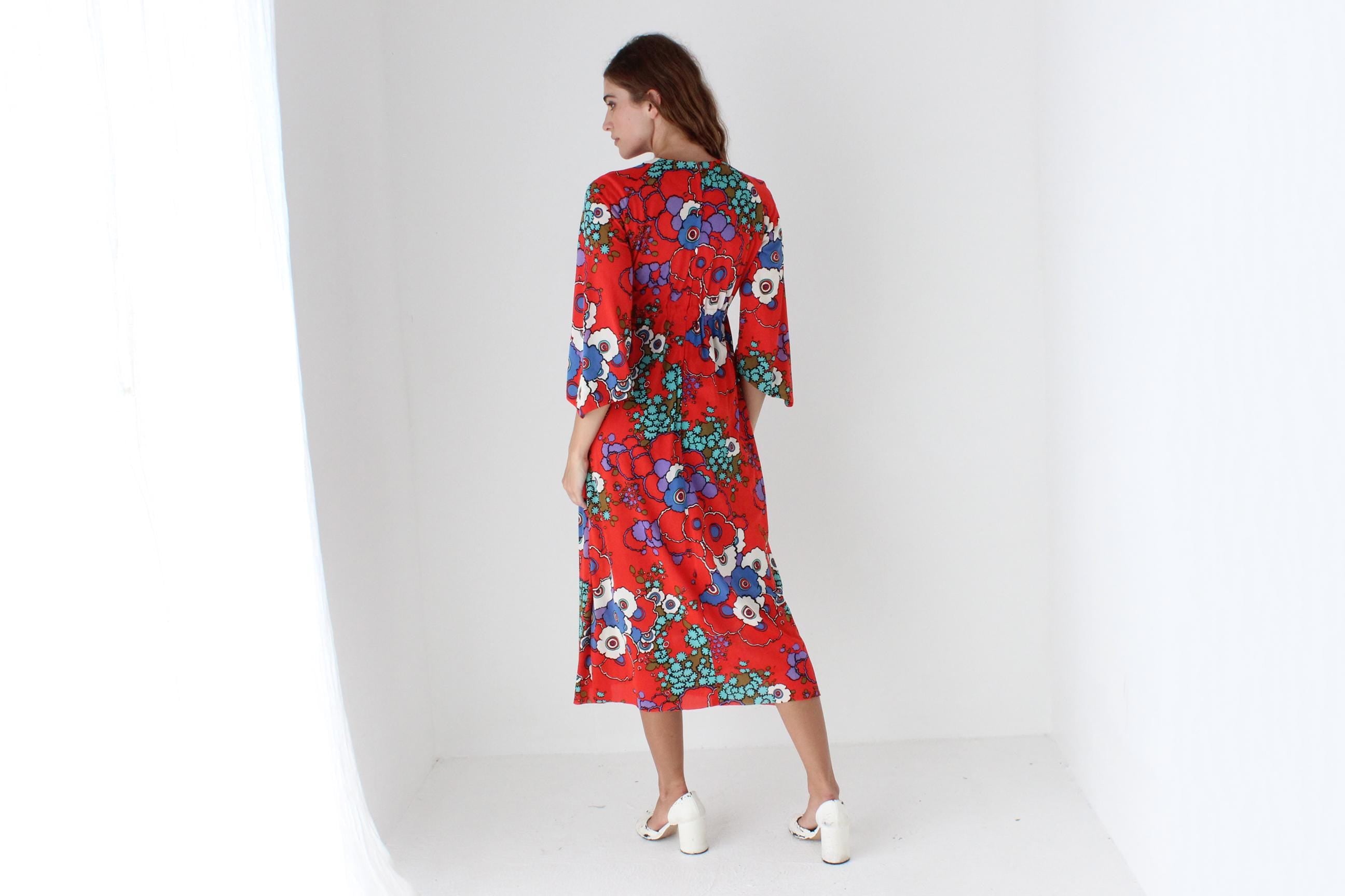 Funky 70s Vibrant & Poppy Psychedelic Dress