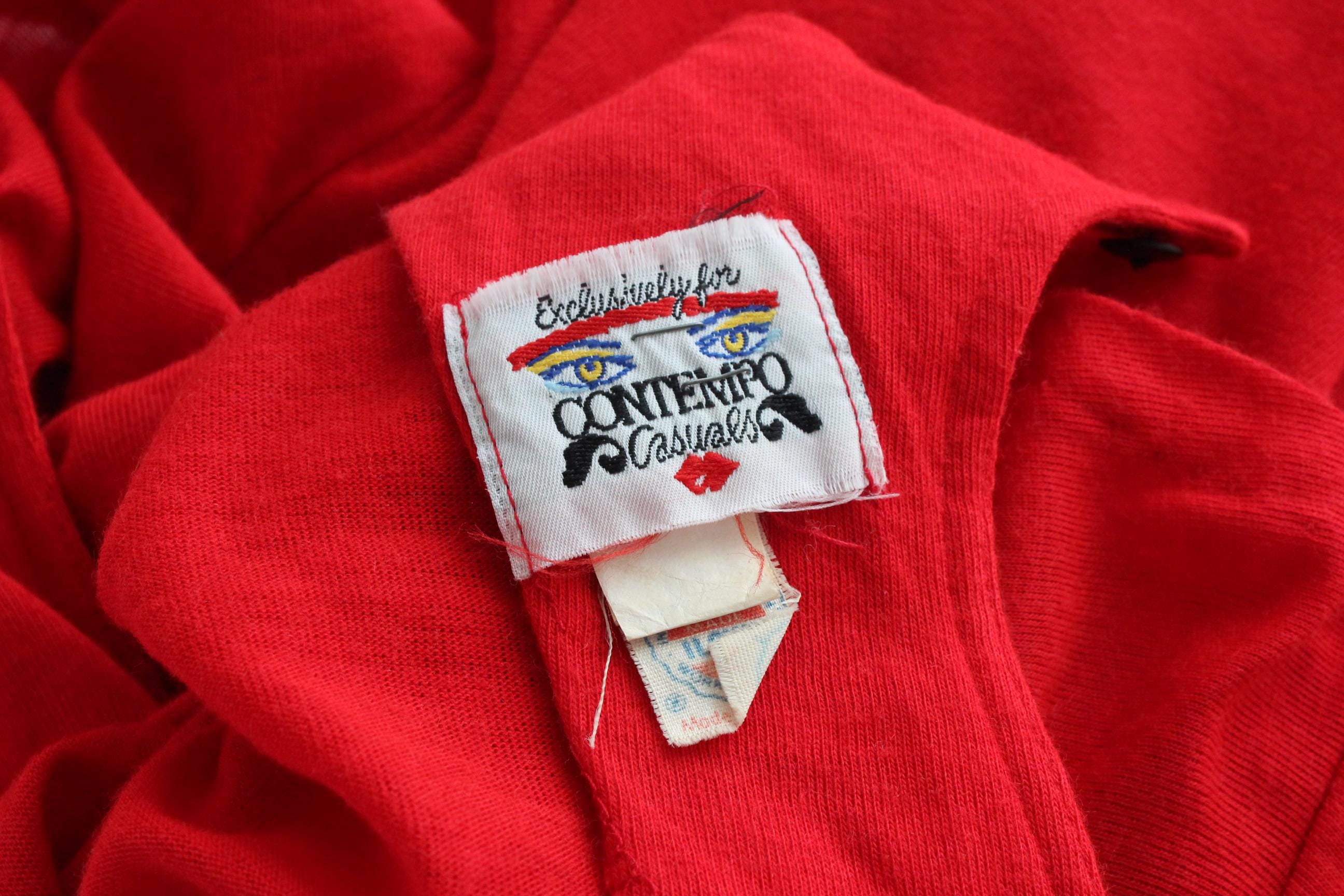 80s Vibrant Red Knit Peplum Dress