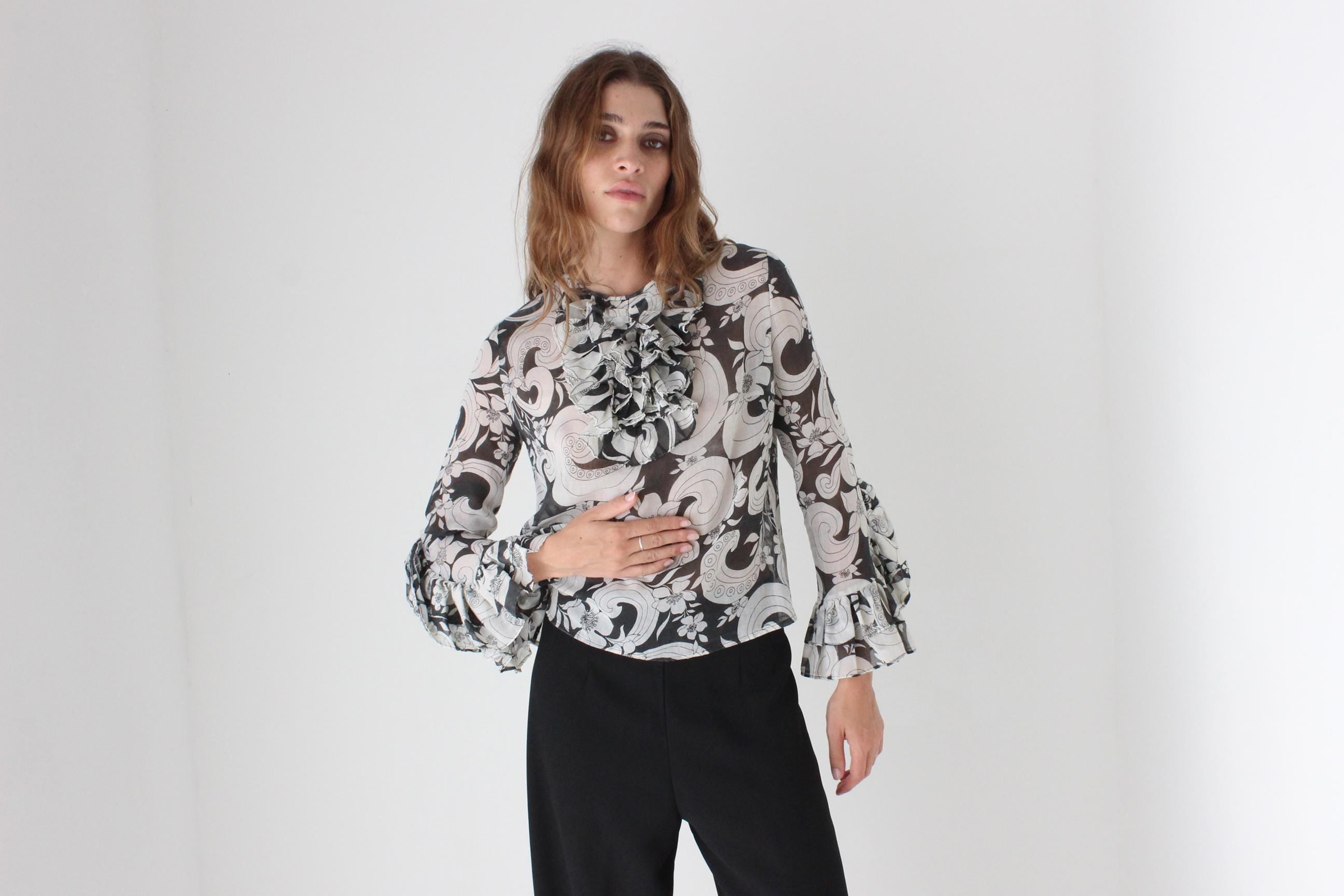 Collectible 70s Psychedelic Cotton Gauze Blouse