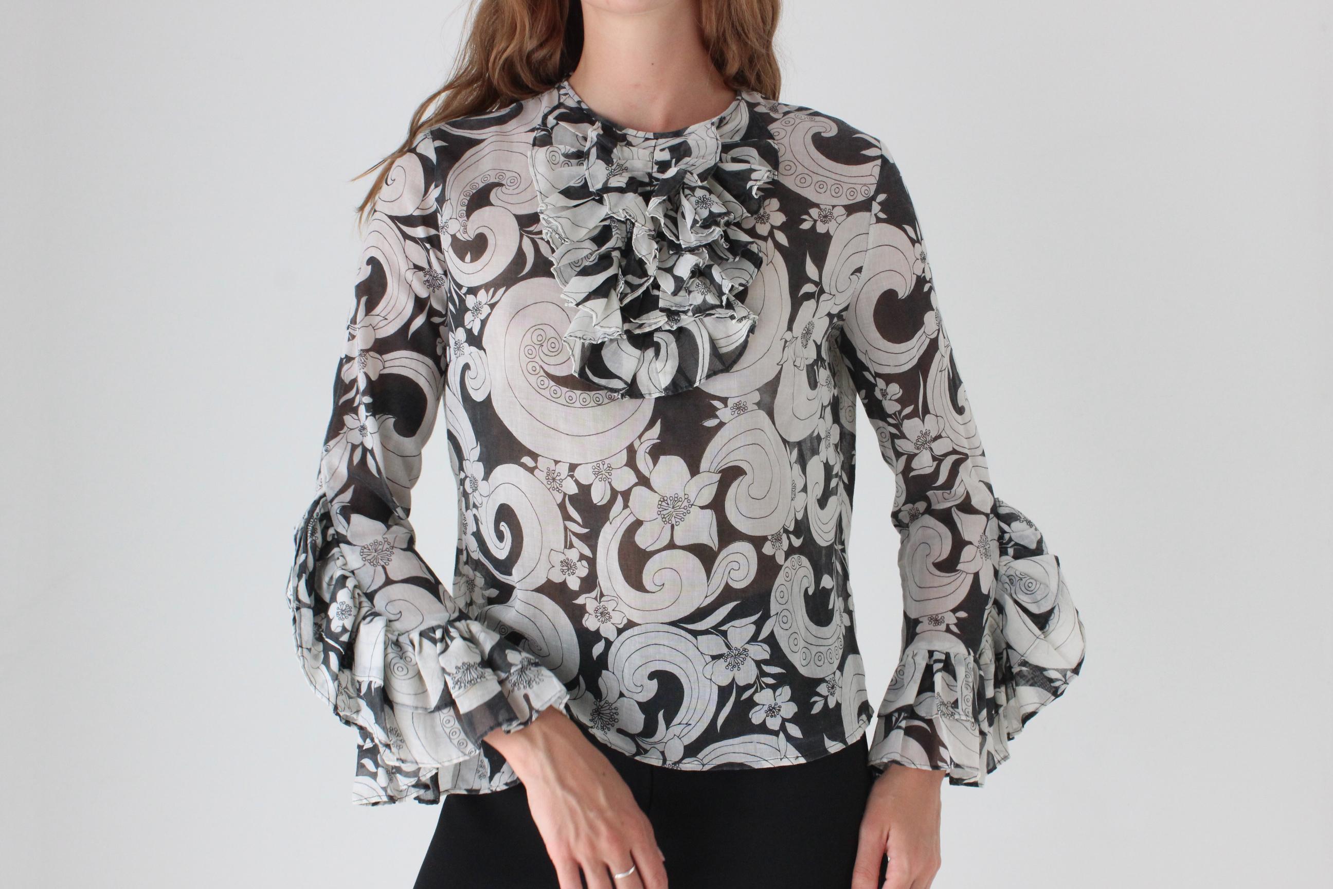 Collectible 70s Psychedelic Cotton Gauze Blouse