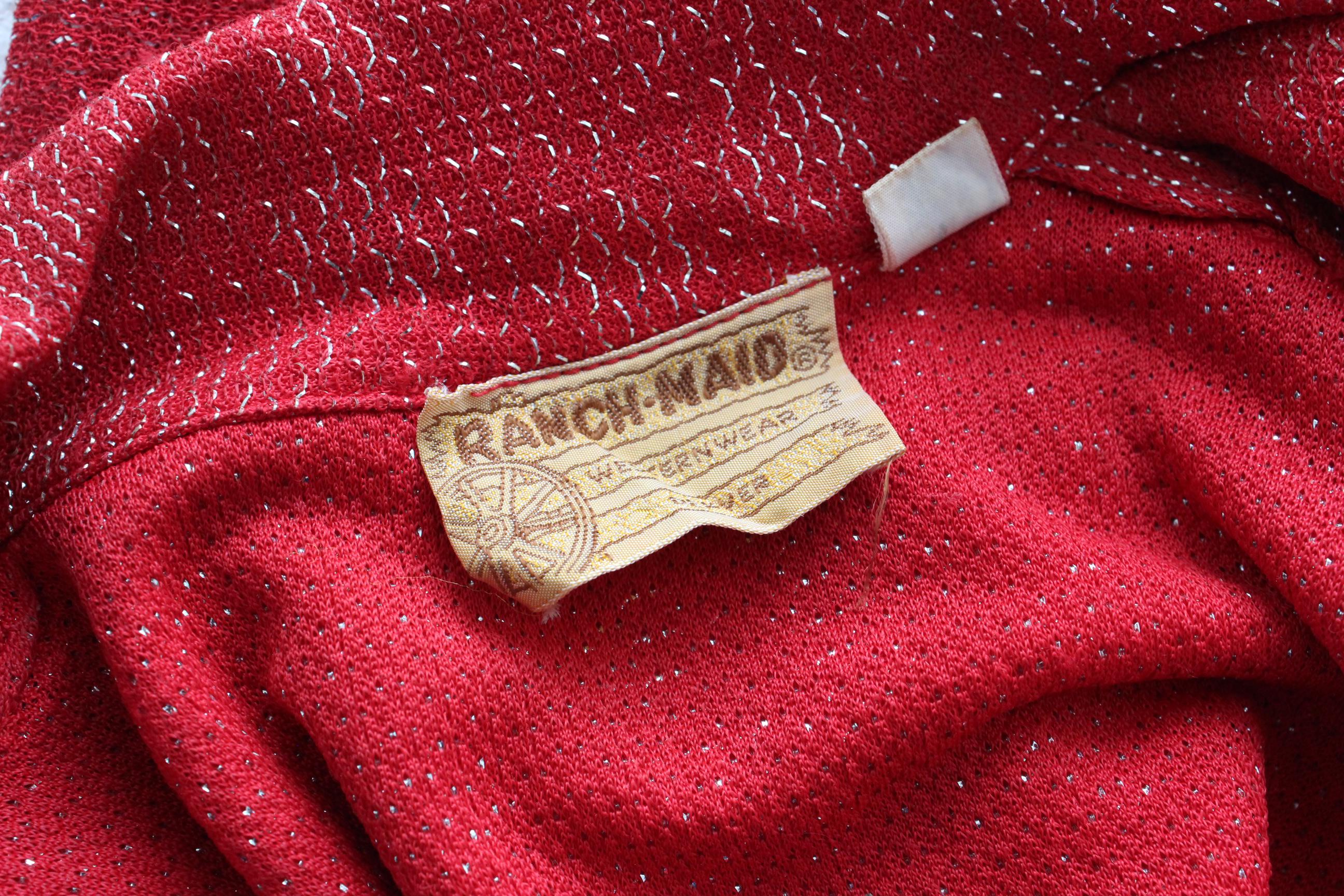 1970s Red Lurex Cowgirl Fringe Top by Ranch Maid Colorado