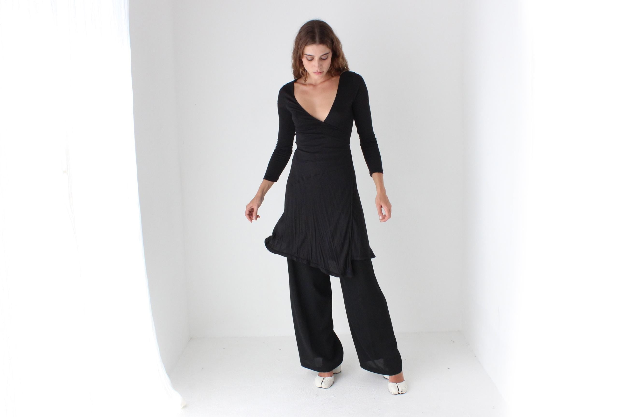90s Stretch Jersey Balletcore / Yoga Wrap Dress