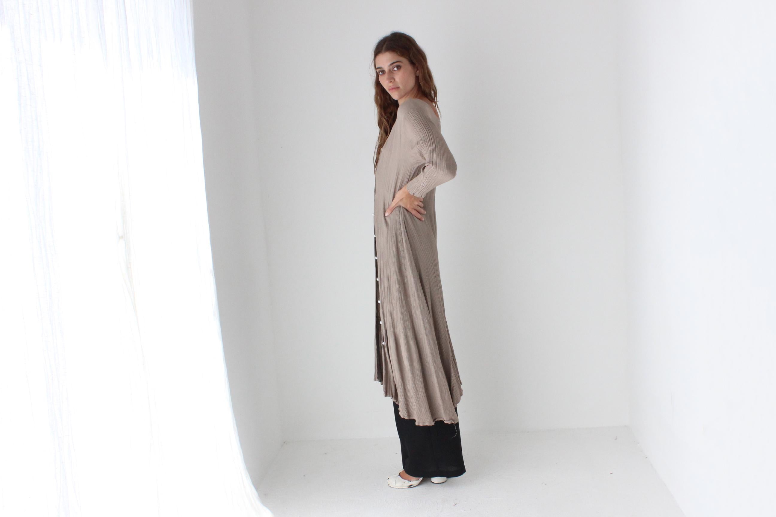 Versatile 90s Mauve Gauze Button Front Top / Dress