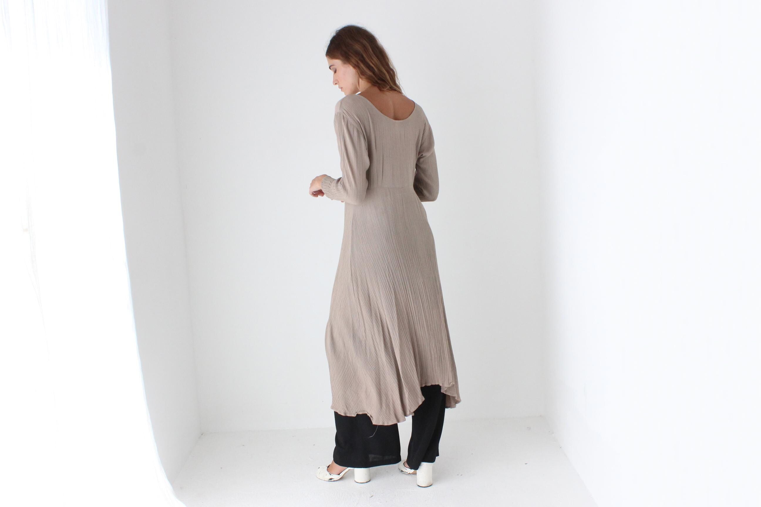 Versatile 90s Mauve Gauze Button Front Top / Dress