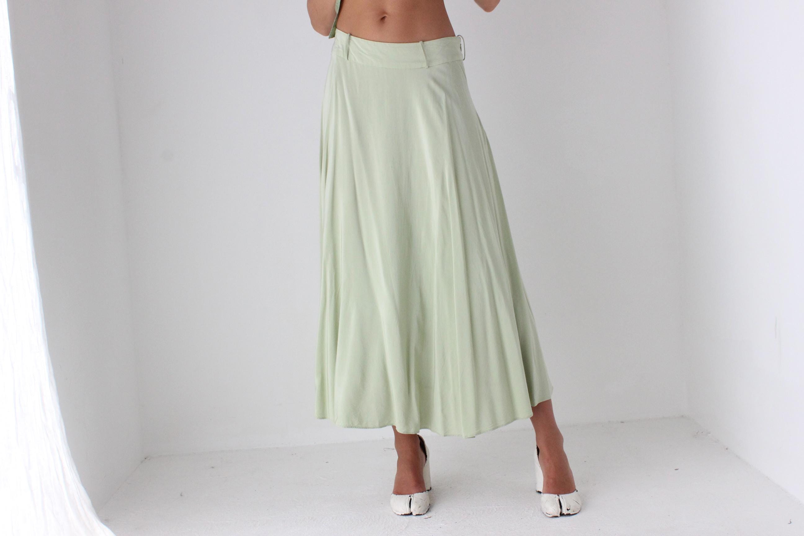2000s Pastel Green Circle Skirt