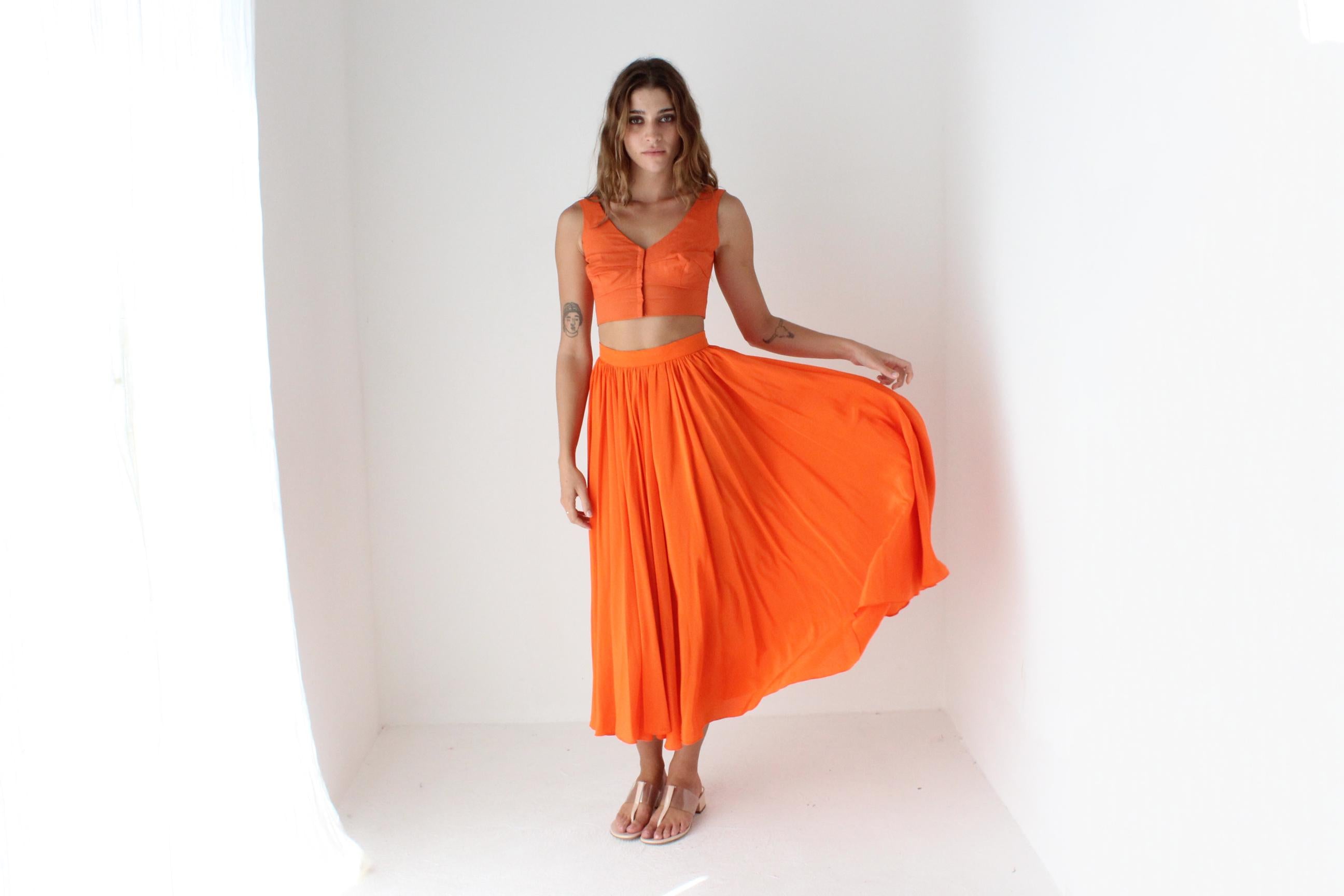 80s Australian Designer Vibrant Silk Circle Skirt
