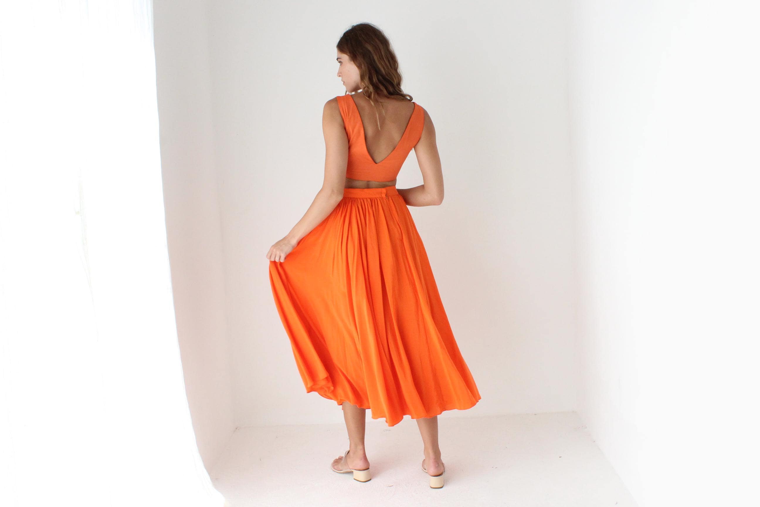 90s Bright Orange Crop Top