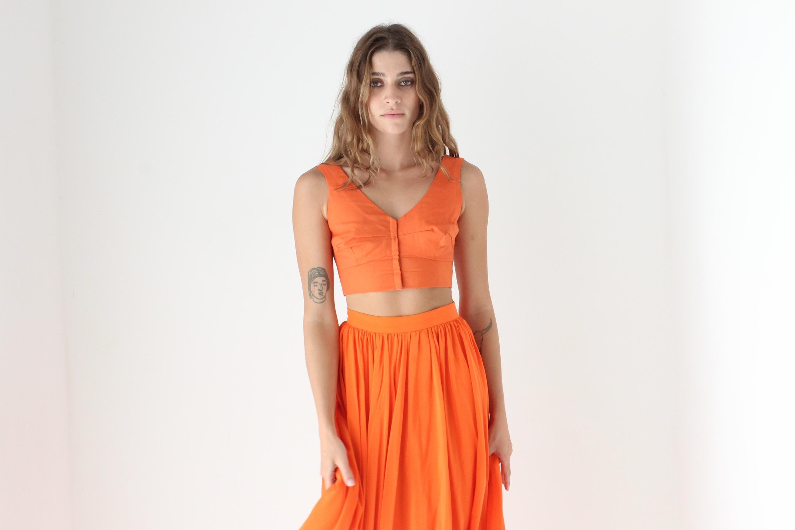 90s Bright Orange Crop Top