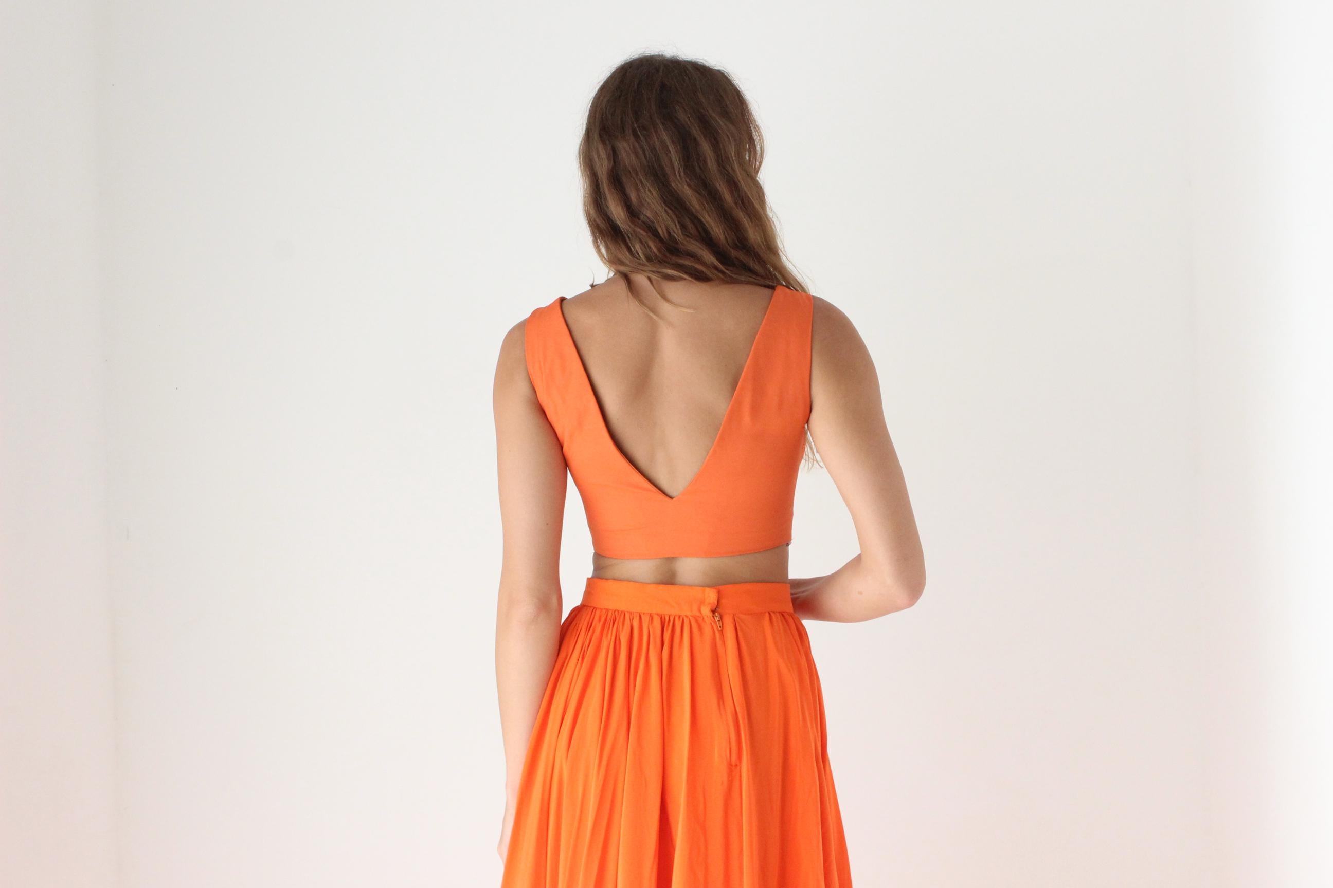 90s Bright Orange Crop Top