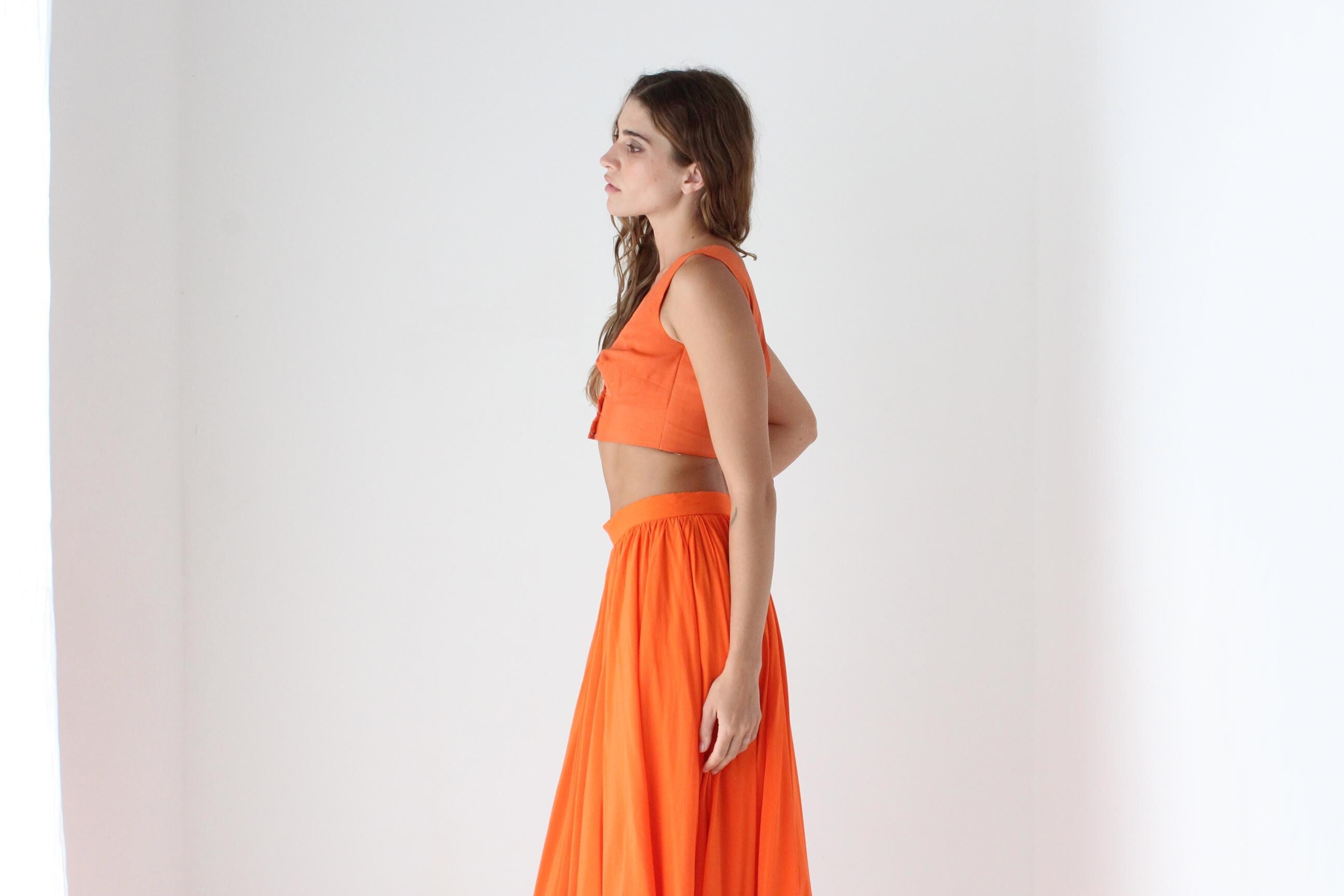 90s Bright Orange Crop Top