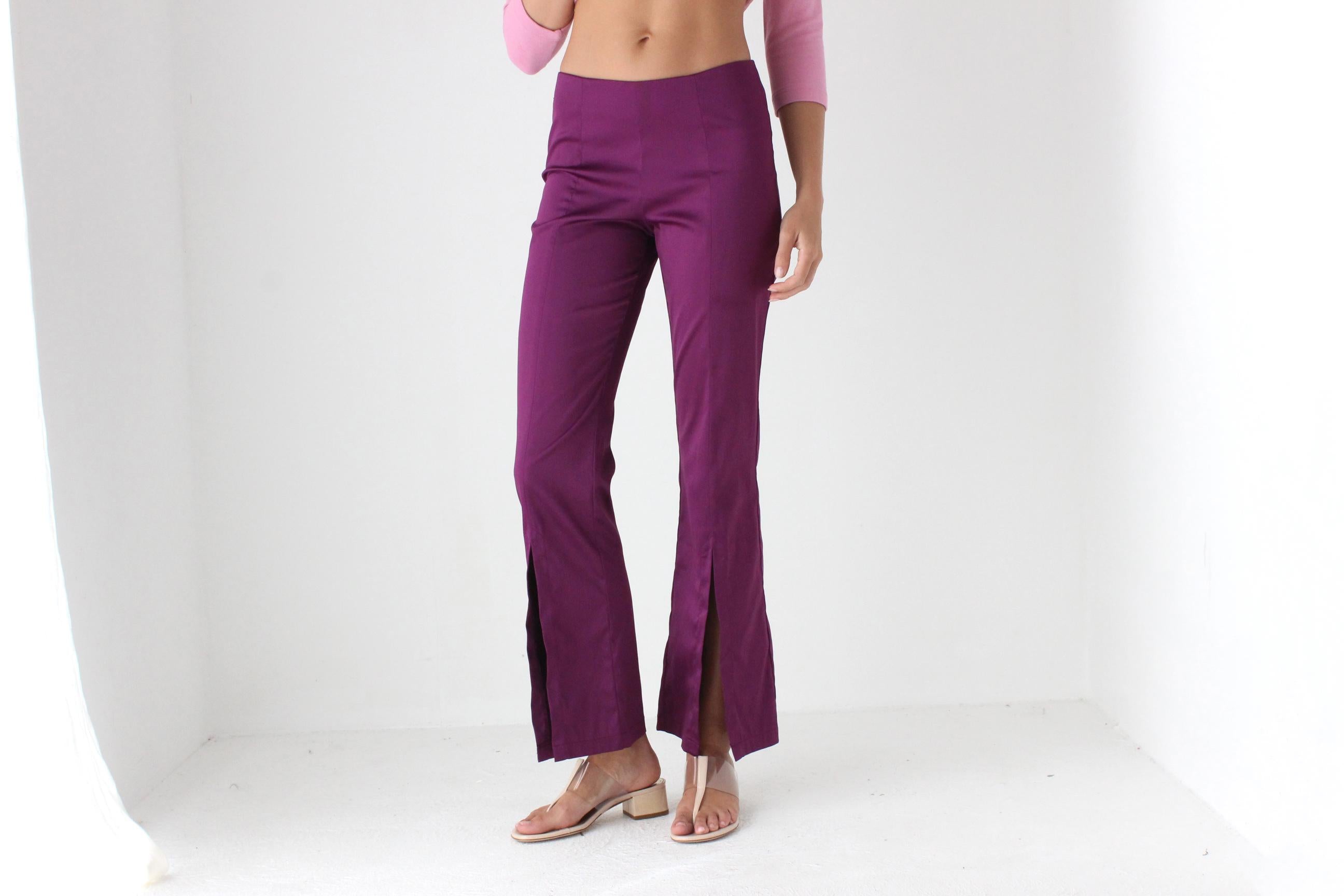 Y2K Babe Purple Bootcut Slit Flares