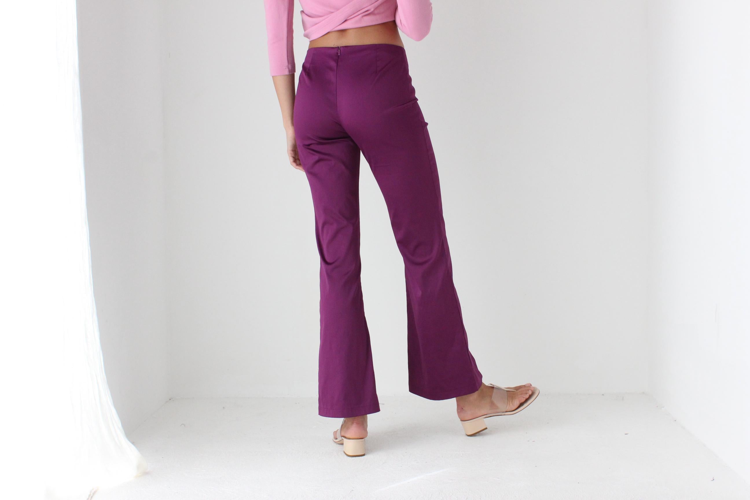 Y2K Babe Purple Bootcut Slit Flares