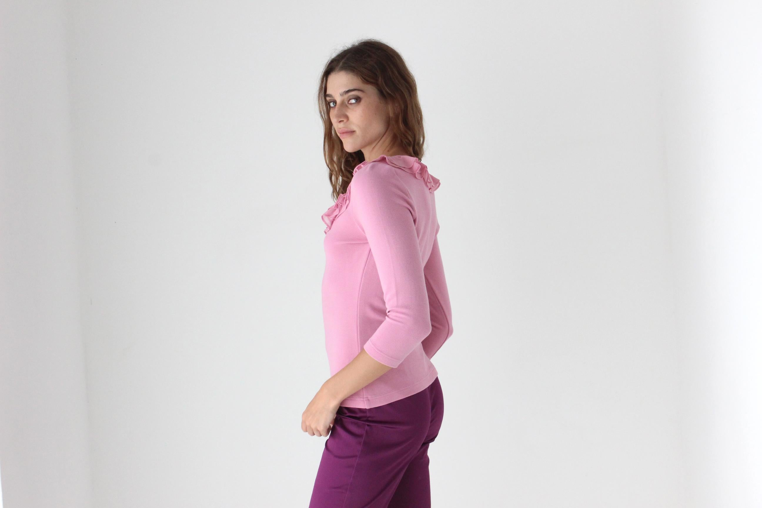 Y2K Bubblegum Frilly Scoop Neck Top