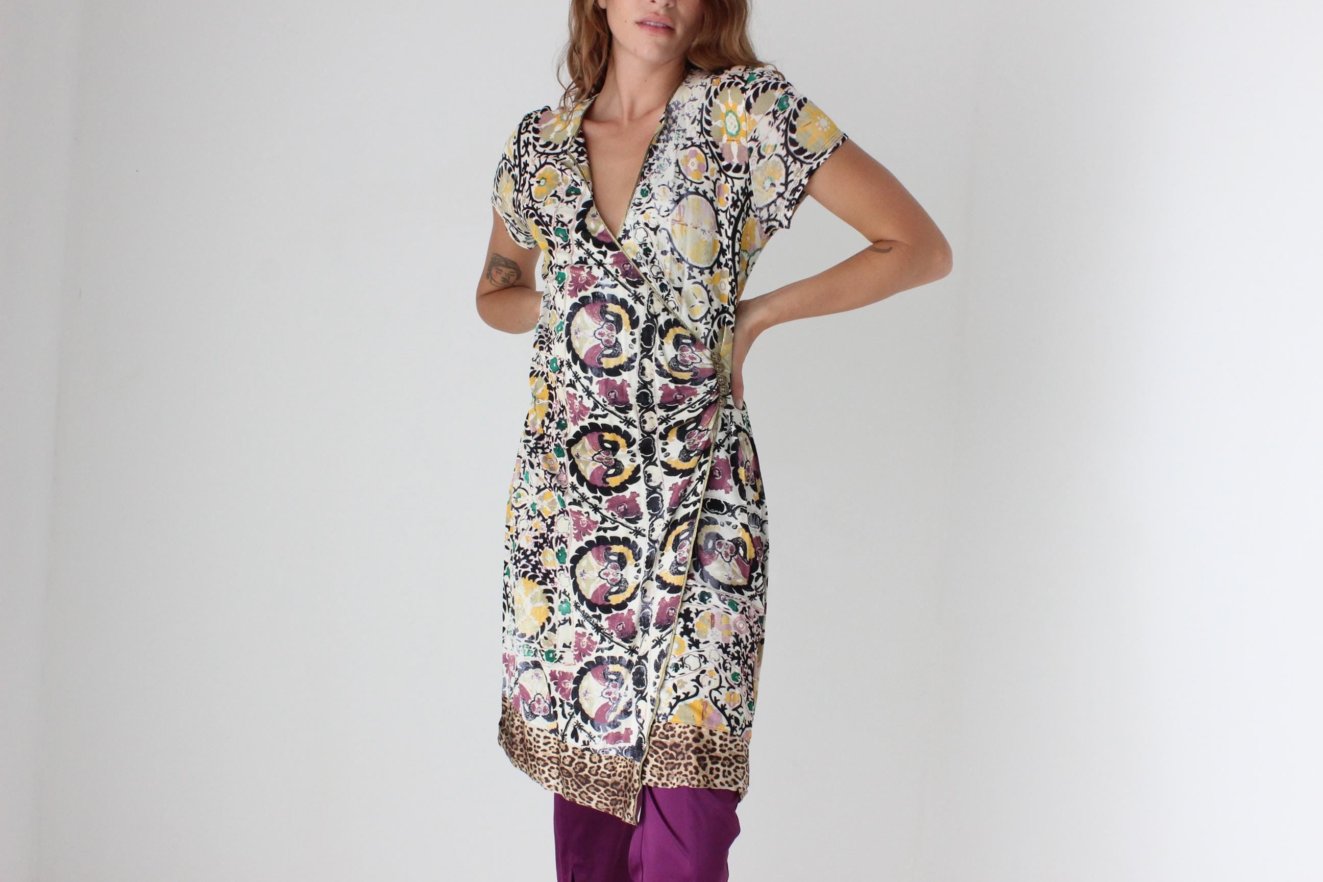 Y2K Cavalli Class Baroque Print Dress