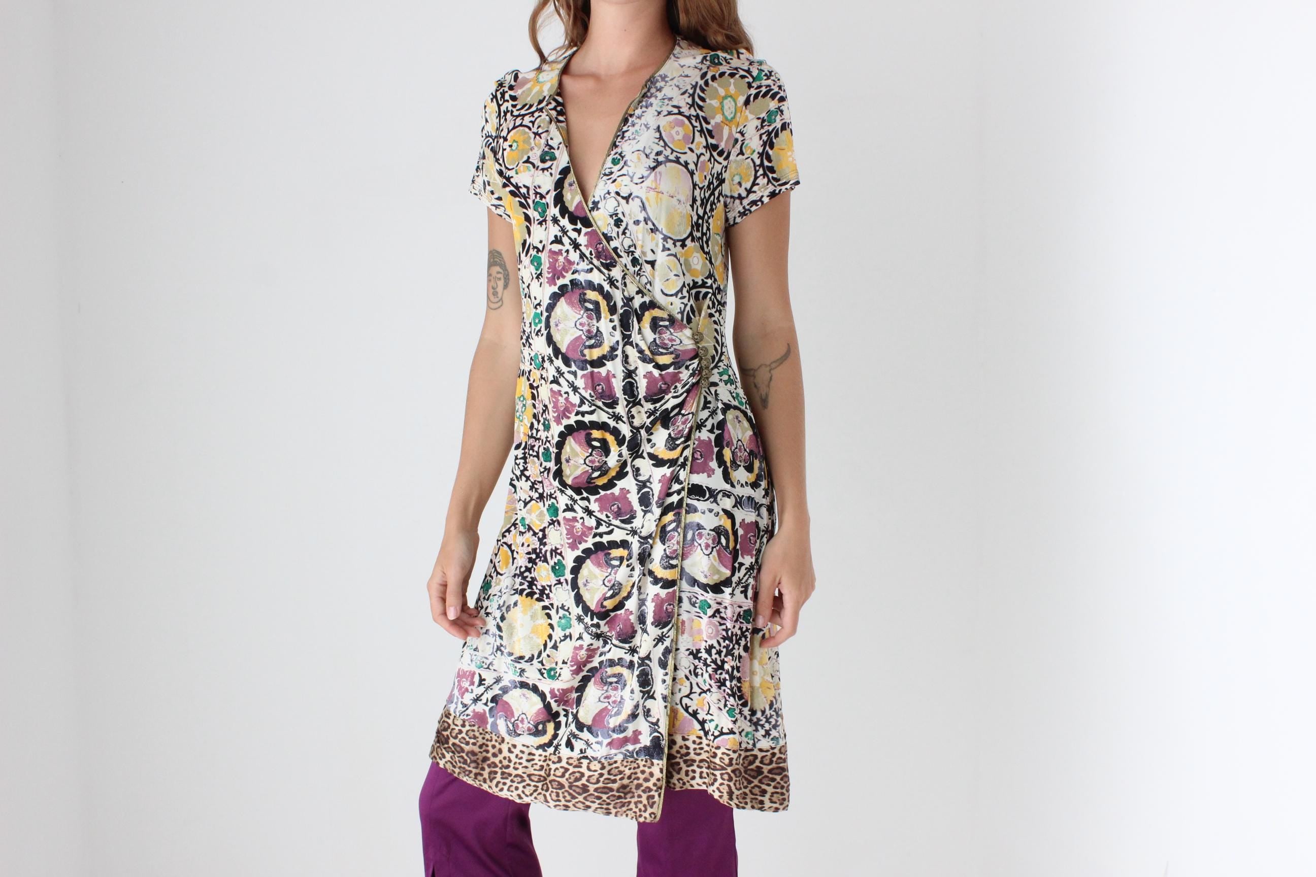 Y2K Cavalli Class Baroque Print Dress