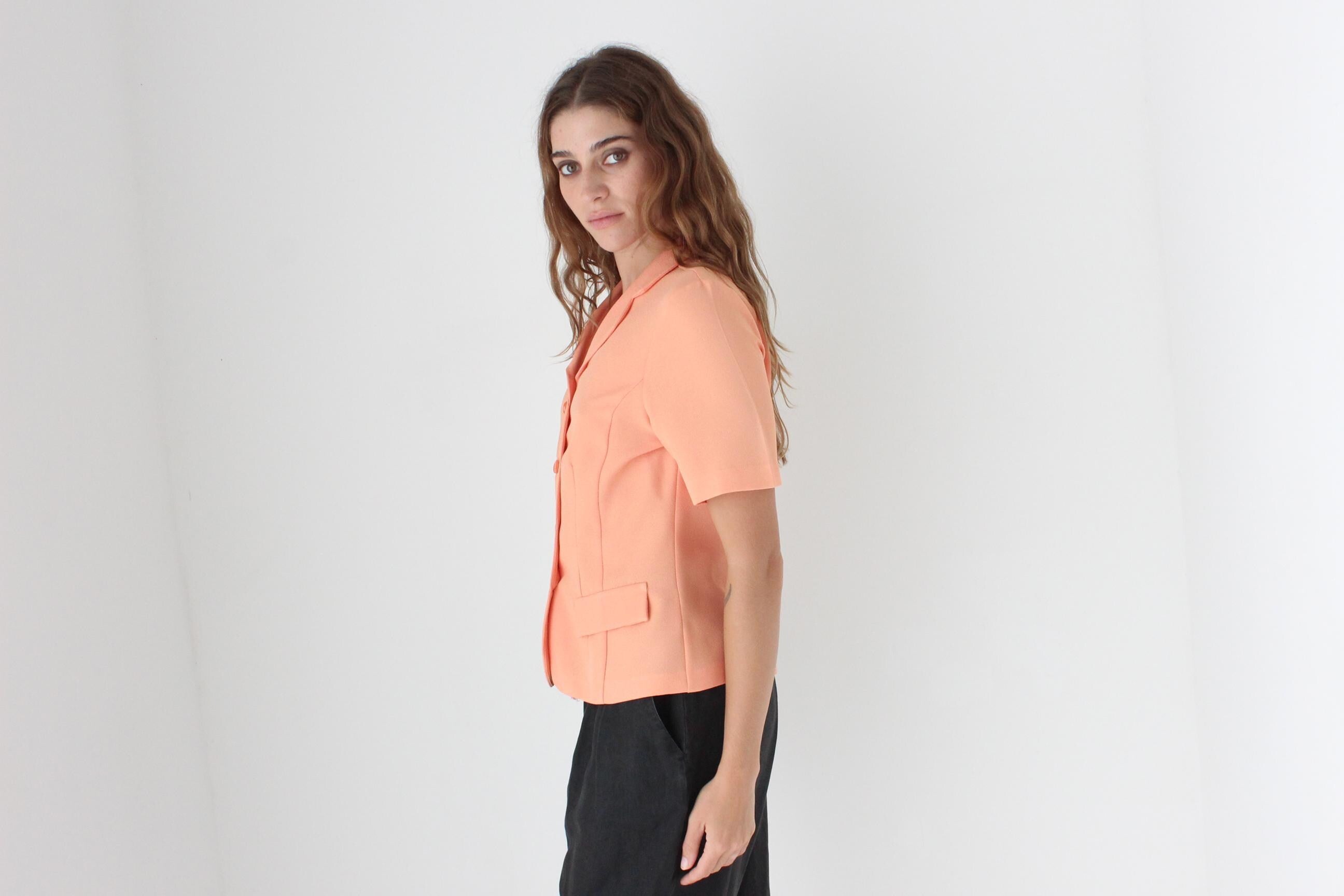 80s Sherbet Crepe Short Sleeve Button Up